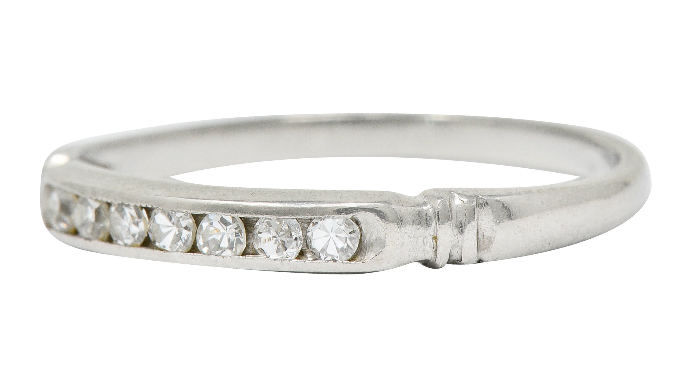 Early Art Deco Diamond Platinum Wedding Stacking Band RingRing - Wilson's Estate Jewelry