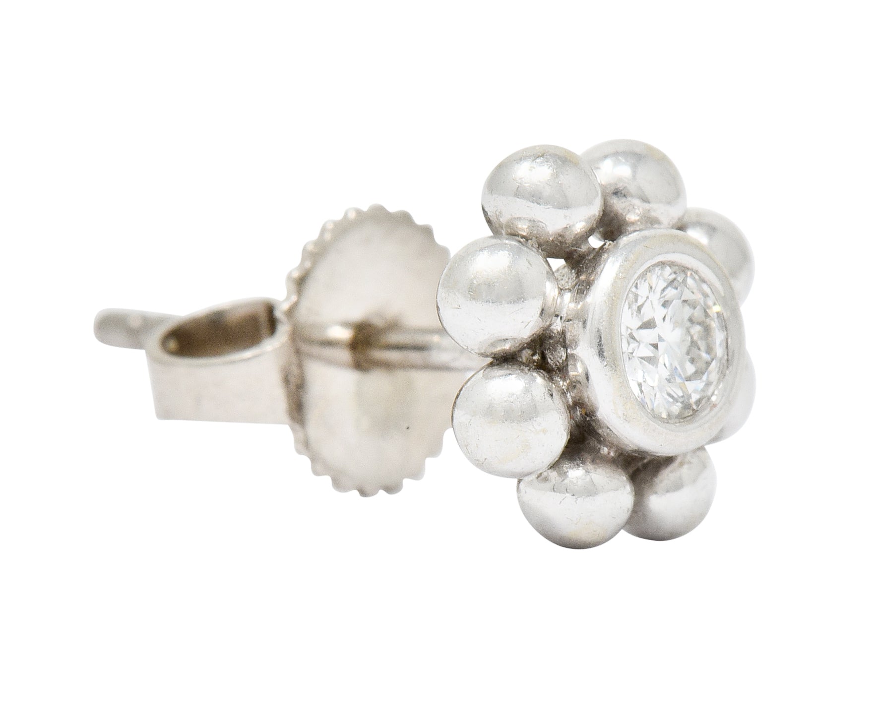 Tiffany & Co. Diamond 18 Karat White Gold Floral Cluster Stud Earrings - Wilson's Estate Jewelry