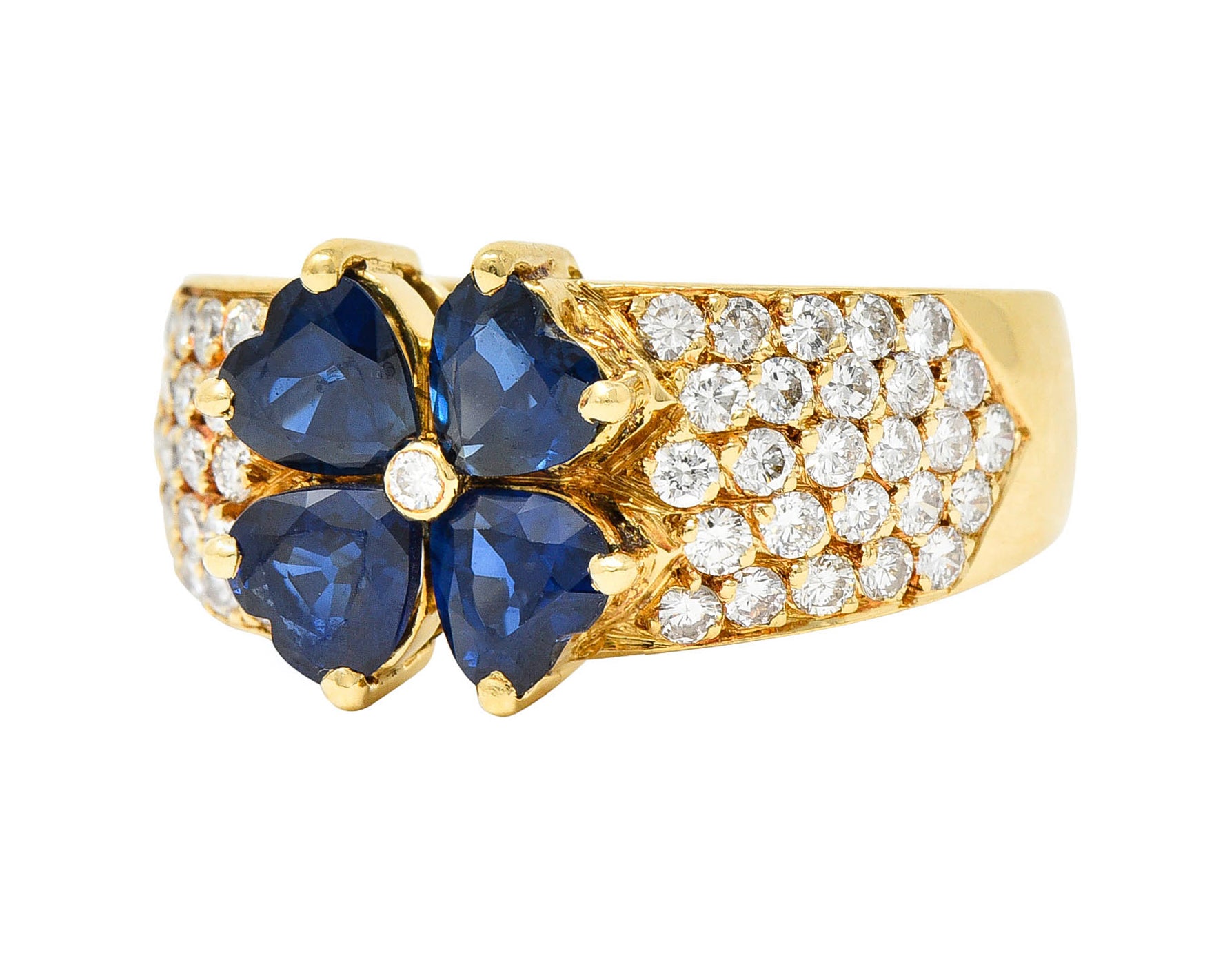 Van Cleef & Arpels French Sapphire Diamond 18 Karat Gold Marie Antoinette Fleurette Band RingRing - Wilson's Estate Jewelry