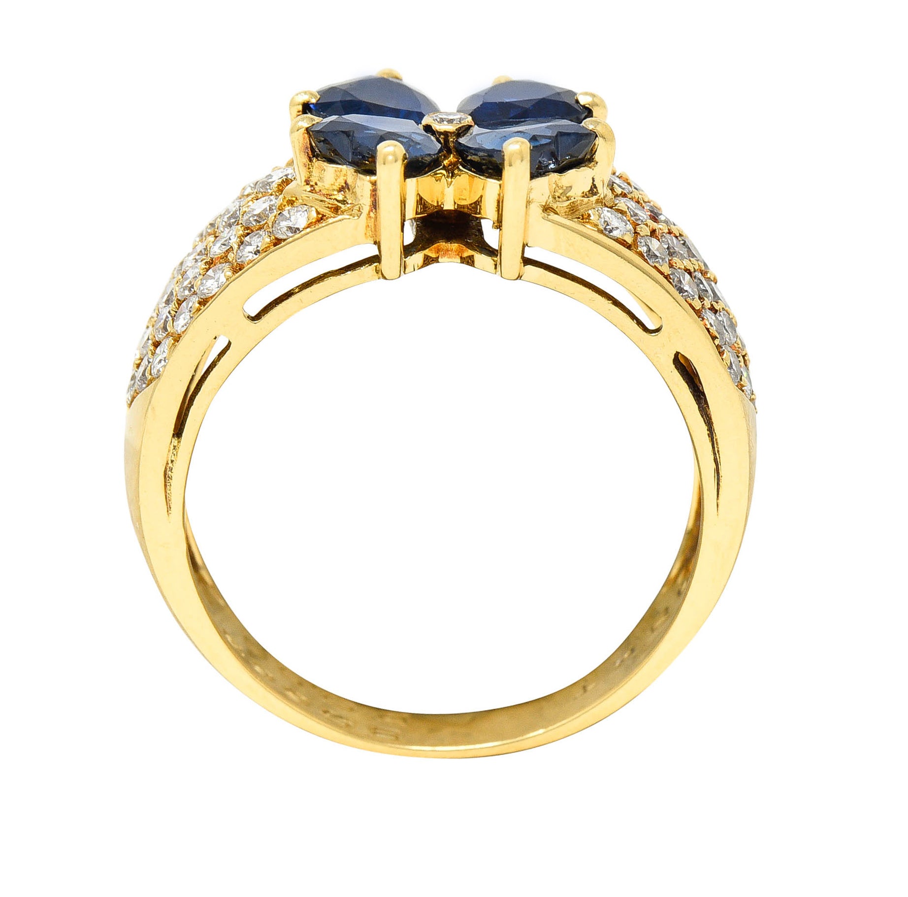 Van Cleef & Arpels French Sapphire Diamond 18 Karat Gold Marie Antoinette Fleurette Band RingRing - Wilson's Estate Jewelry