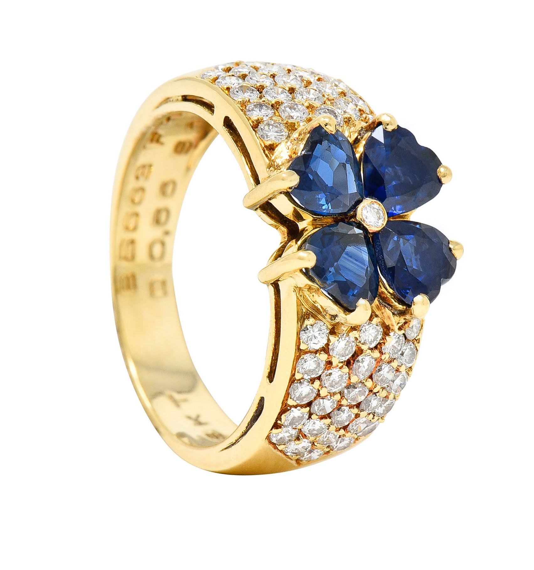 Van Cleef & Arpels French Sapphire Diamond 18 Karat Gold Marie Antoinette Fleurette Band RingRing - Wilson's Estate Jewelry