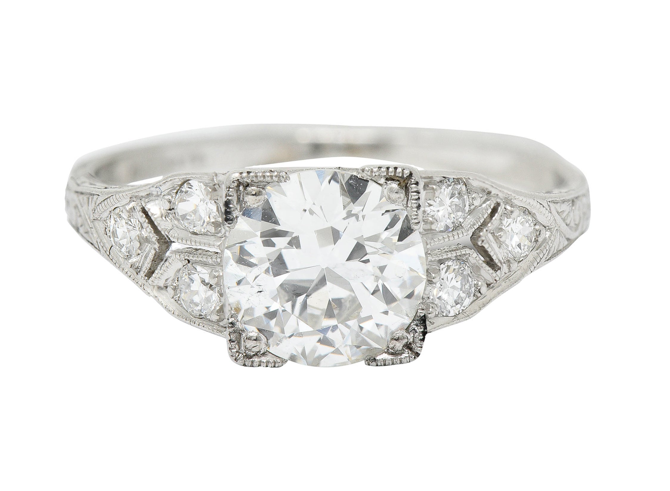 Graf Art Deco 1.36 CTW Diamond Platinum Engagement Ring GIARing - Wilson's Estate Jewelry