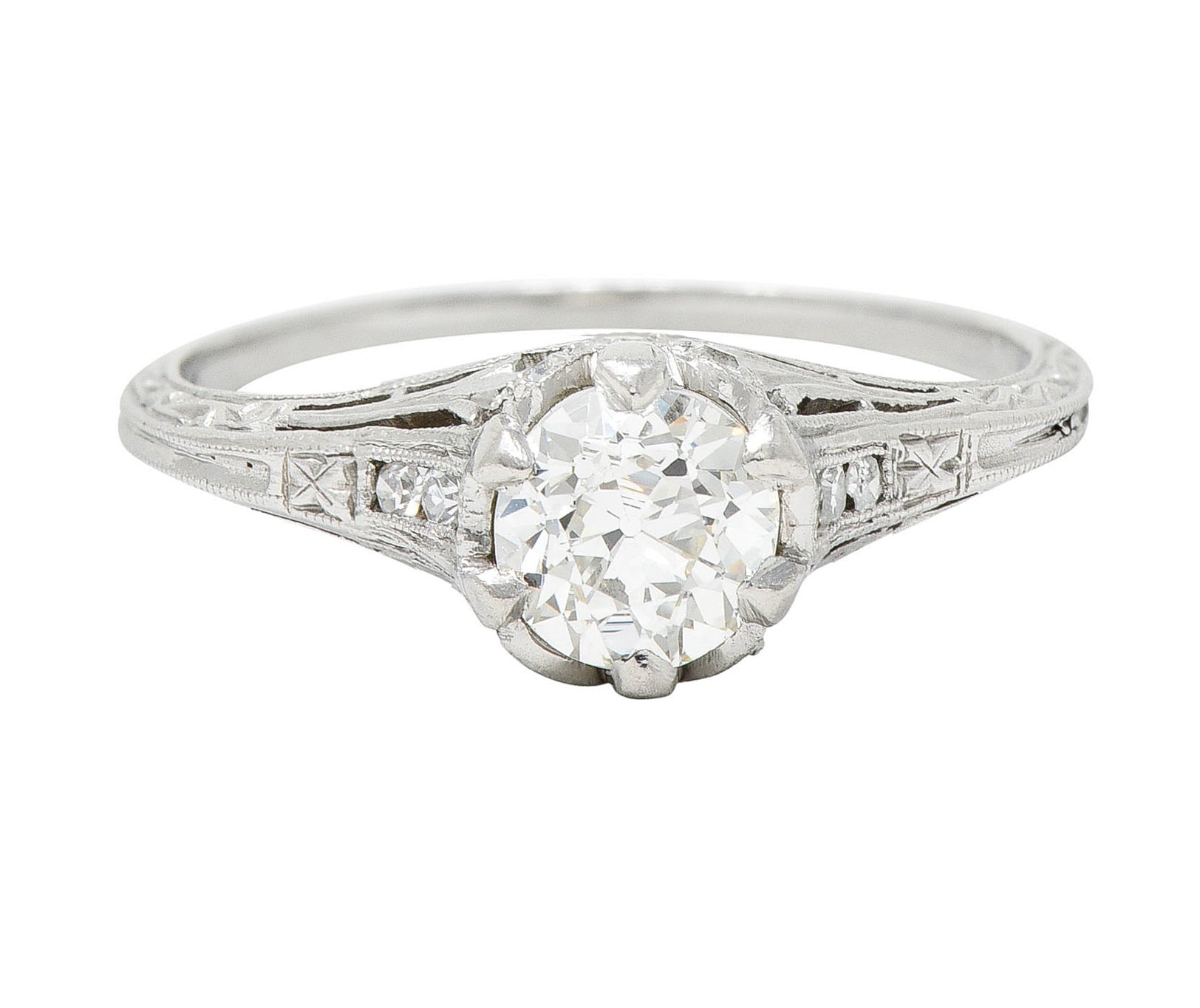 Art Deco 0.75 CTW Diamond Platinum Clover Engagement RingRing - Wilson's Estate Jewelry