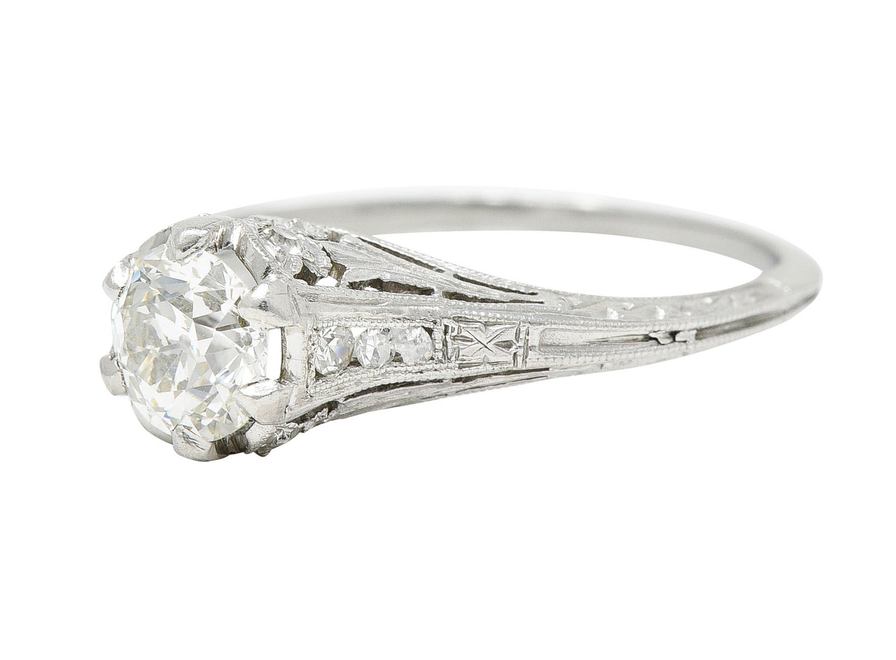 Art Deco 0.75 CTW Diamond Platinum Clover Engagement RingRing - Wilson's Estate Jewelry