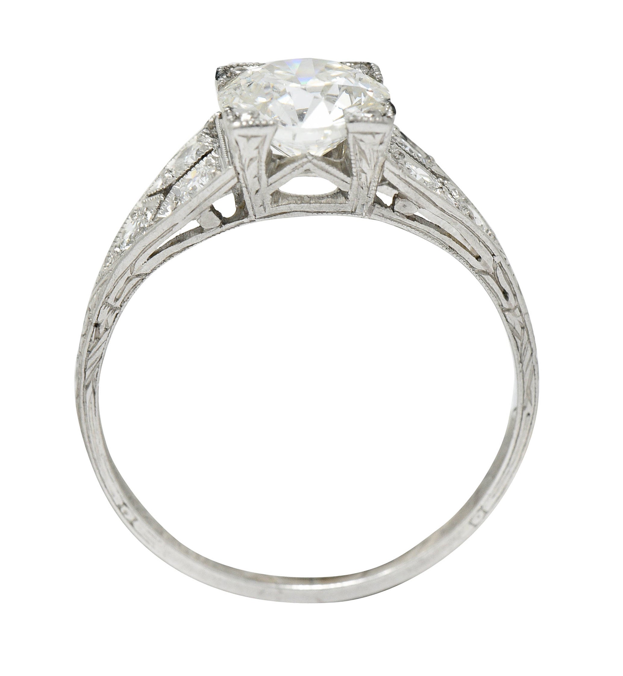 Graf Art Deco 1.36 CTW Diamond Platinum Engagement Ring GIARing - Wilson's Estate Jewelry