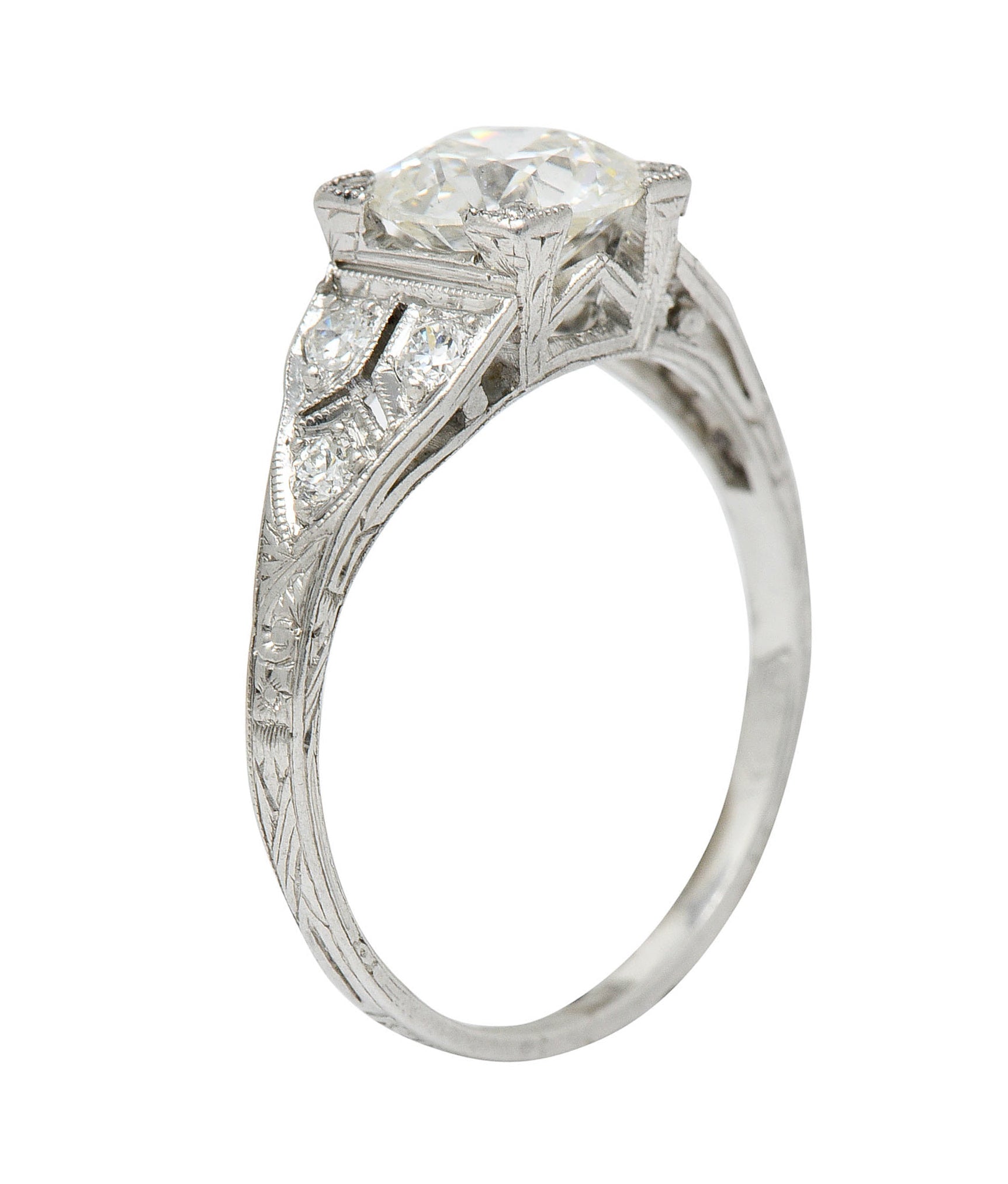 Graf Art Deco 1.36 CTW Diamond Platinum Engagement Ring GIARing - Wilson's Estate Jewelry