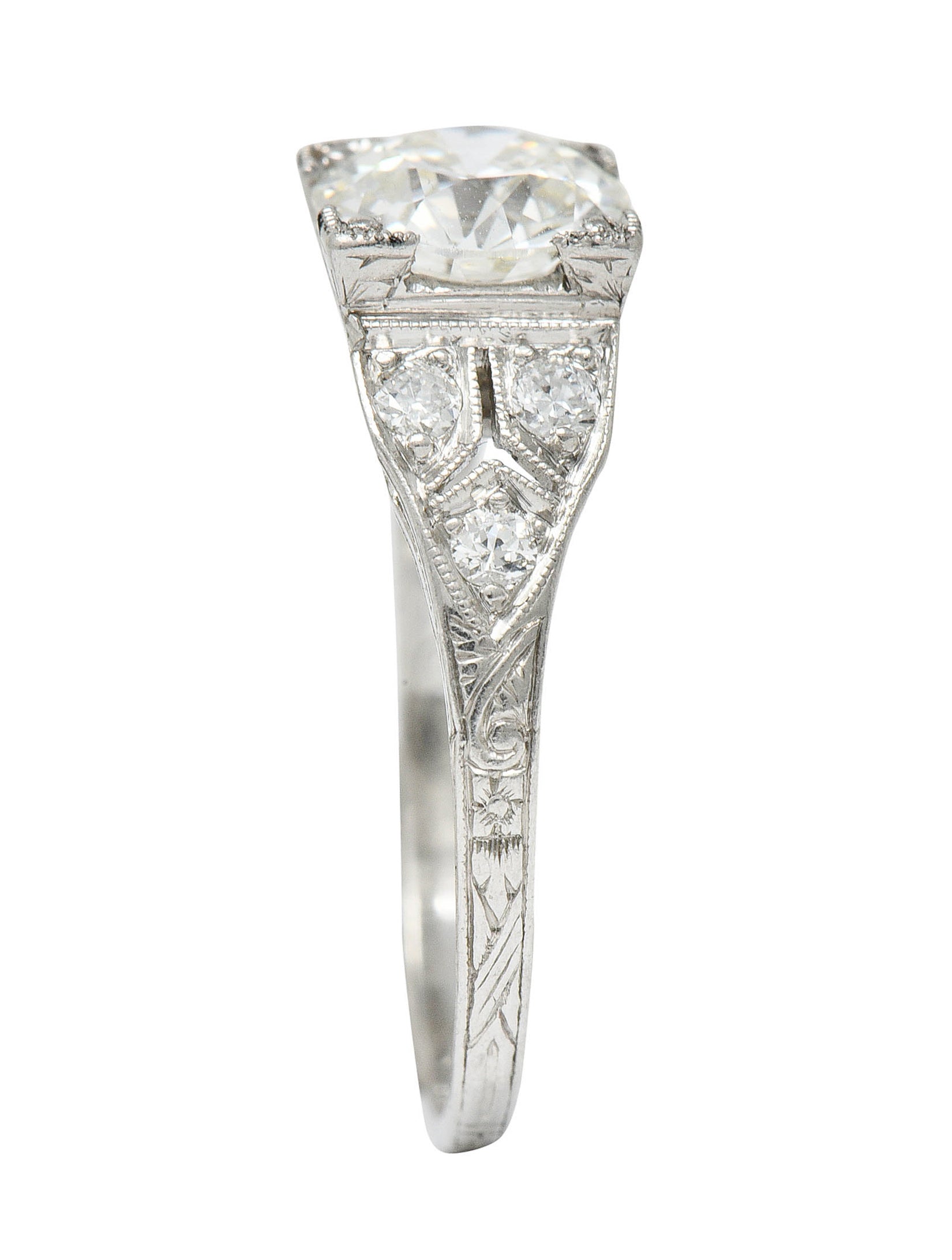 Graf Art Deco 1.36 CTW Diamond Platinum Engagement Ring GIARing - Wilson's Estate Jewelry