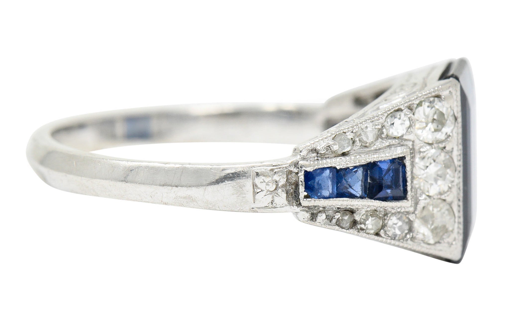 1920's Art Deco Sapphire Diamond Platinum Band RingRing - Wilson's Estate Jewelry