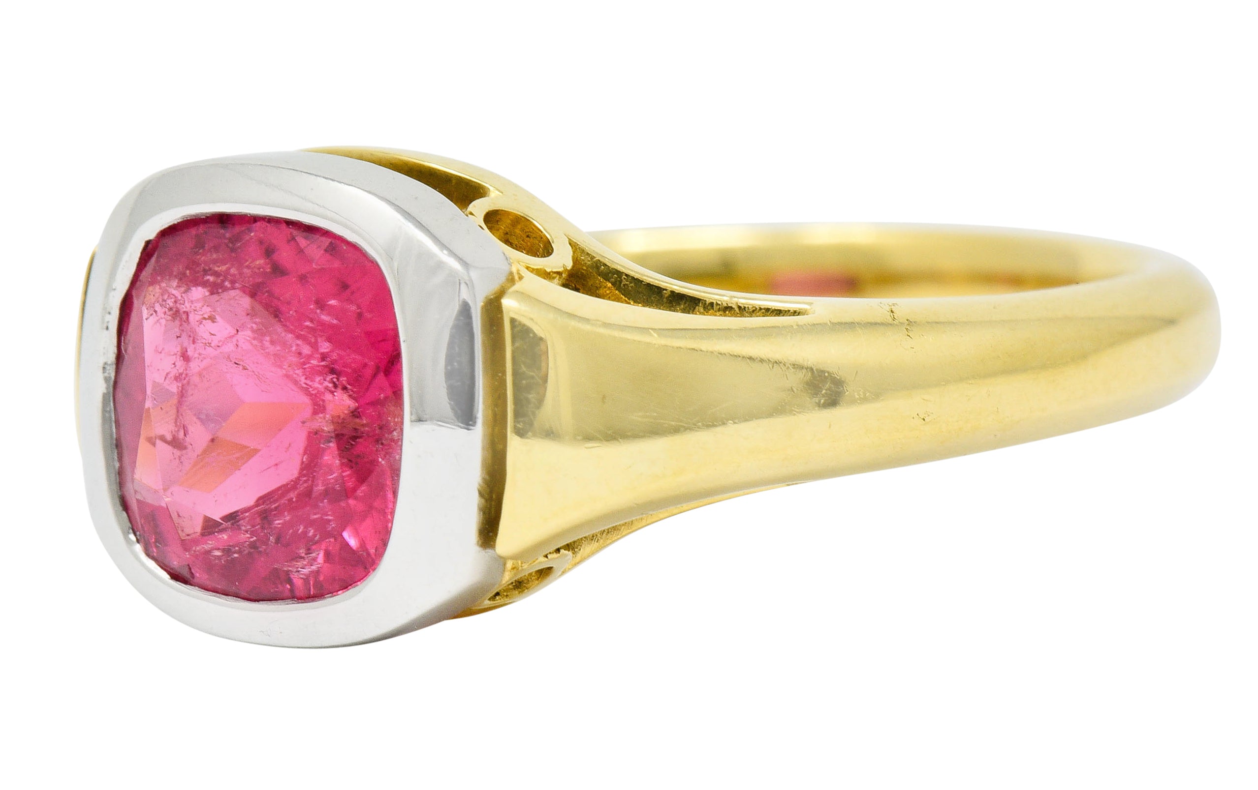 Contemporary Pink Tourmaline Platinum 18 Karat Gold Gemstone RingRing - Wilson's Estate Jewelry