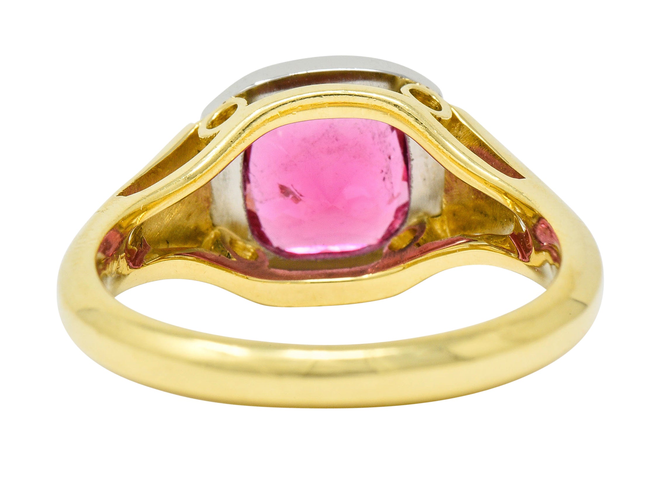 Contemporary Pink Tourmaline Platinum 18 Karat Gold Gemstone RingRing - Wilson's Estate Jewelry