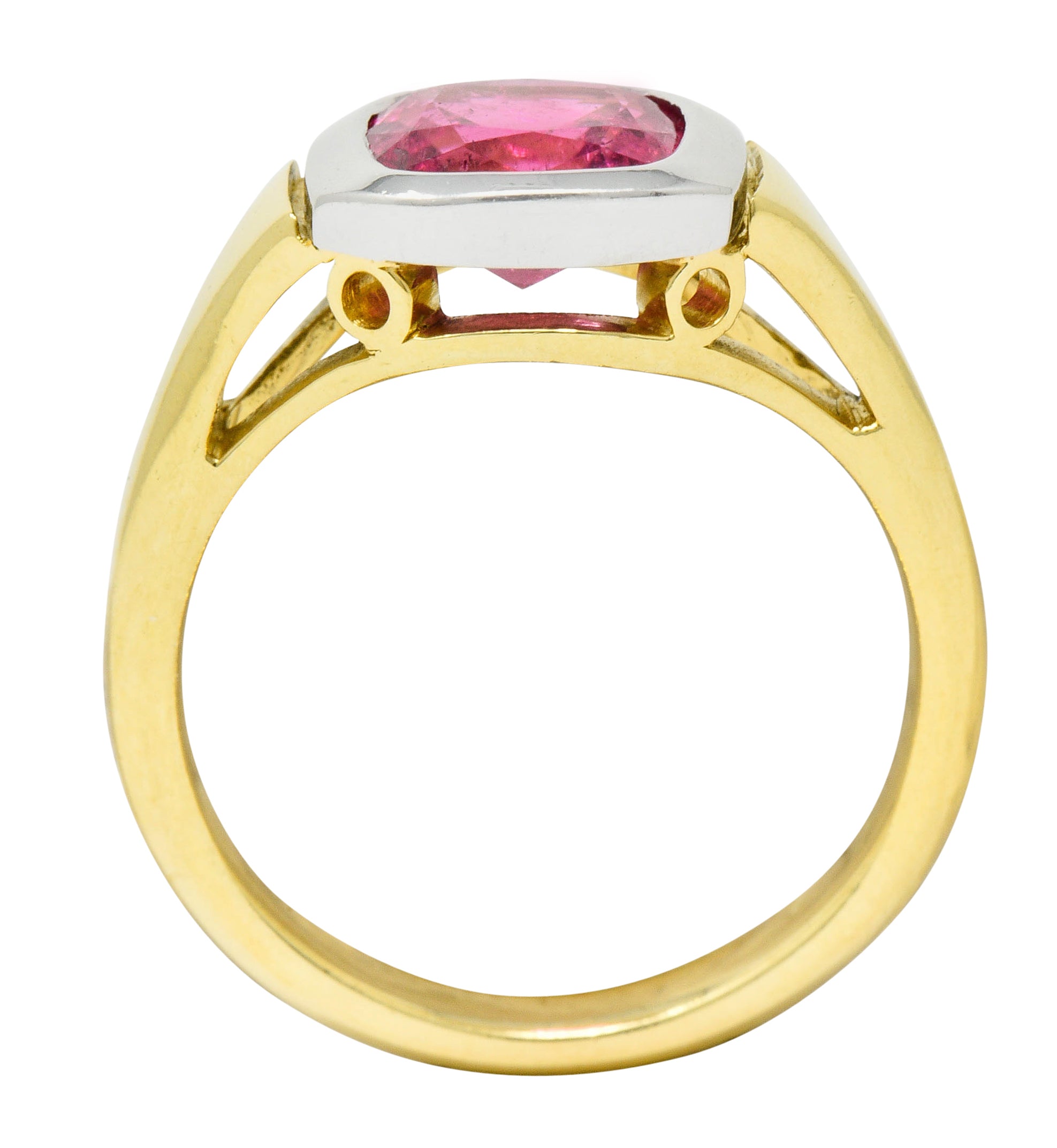 Contemporary Pink Tourmaline Platinum 18 Karat Gold Gemstone RingRing - Wilson's Estate Jewelry