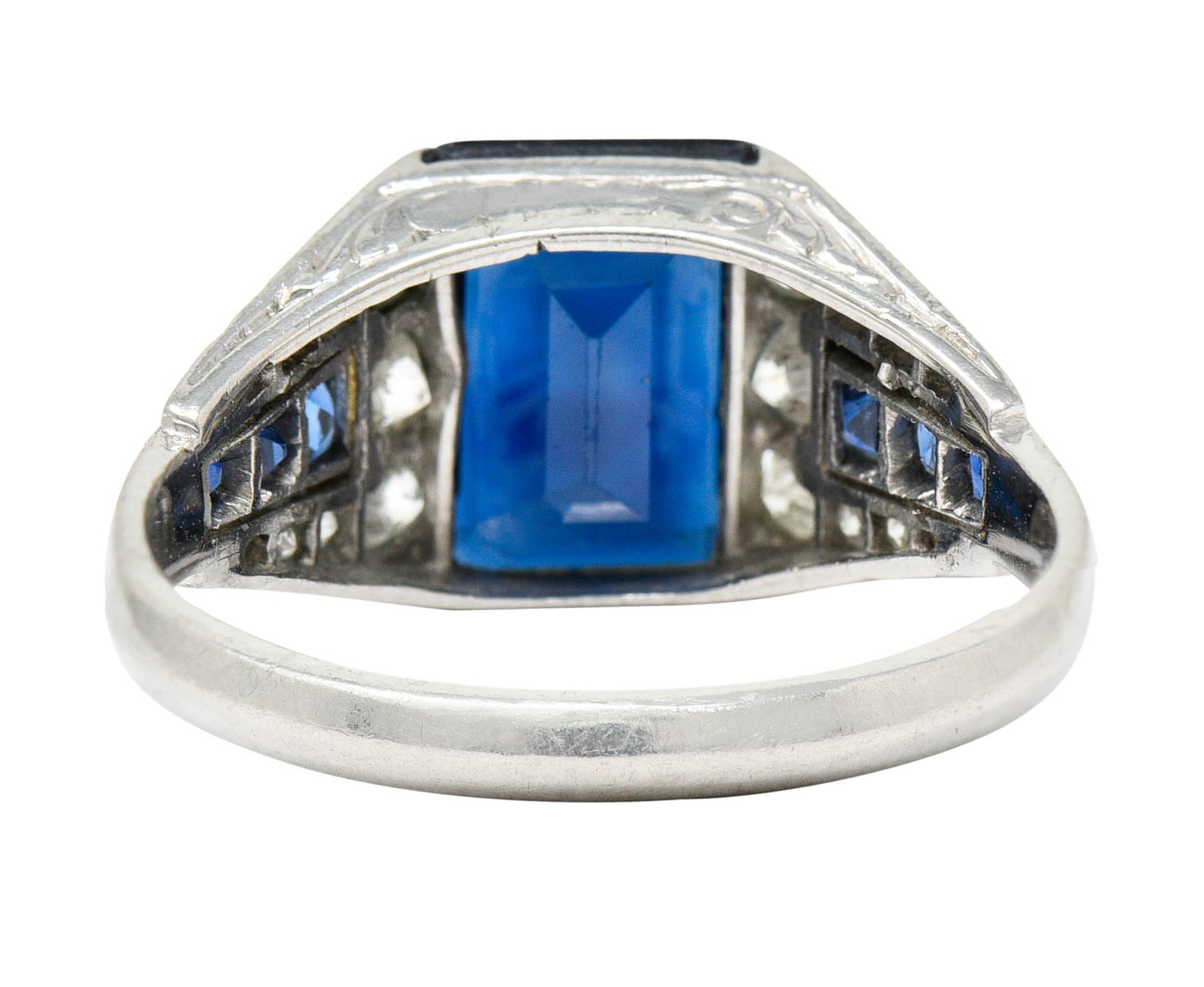 1920's Art Deco Sapphire Diamond Platinum Band RingRing - Wilson's Estate Jewelry