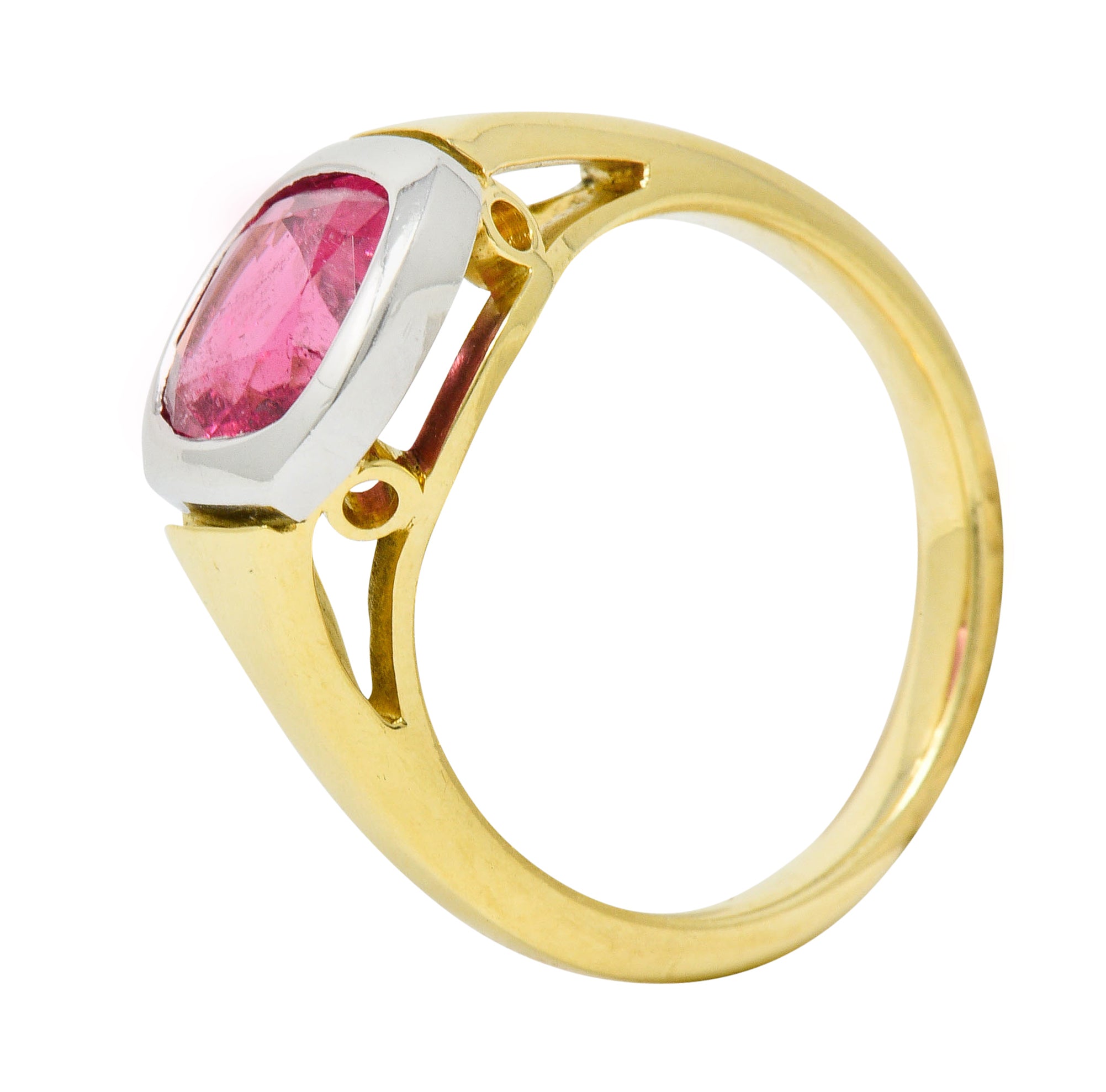 Contemporary Pink Tourmaline Platinum 18 Karat Gold Gemstone RingRing - Wilson's Estate Jewelry