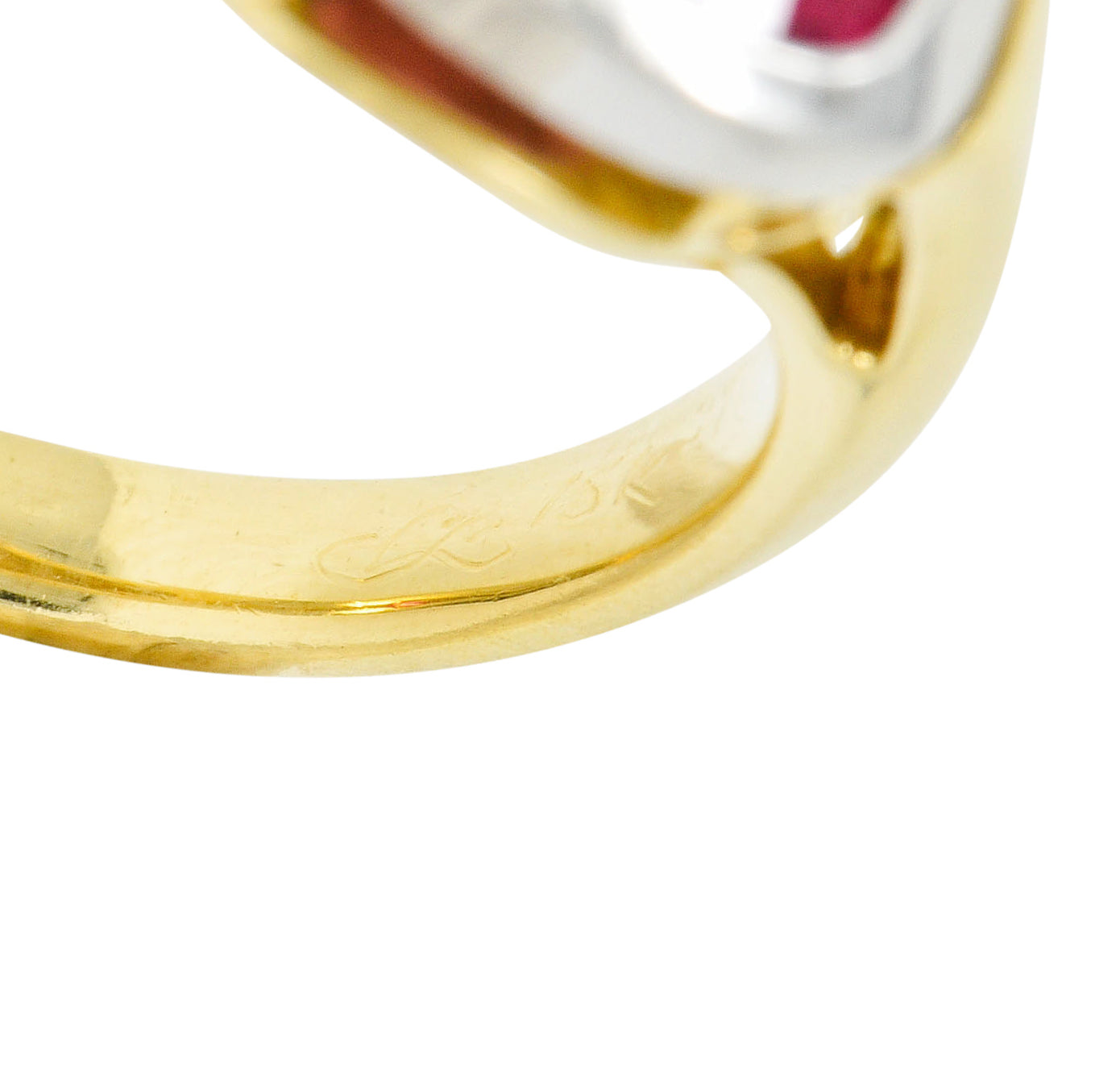 Contemporary Pink Tourmaline Platinum 18 Karat Gold Gemstone RingRing - Wilson's Estate Jewelry