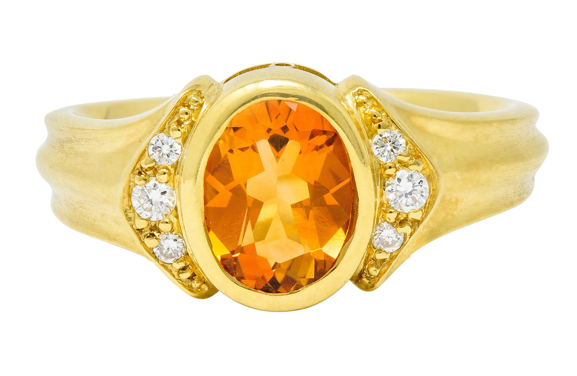 Contemporary Citrine Diamond 18 Karat Gold Gemstone RingRing - Wilson's Estate Jewelry