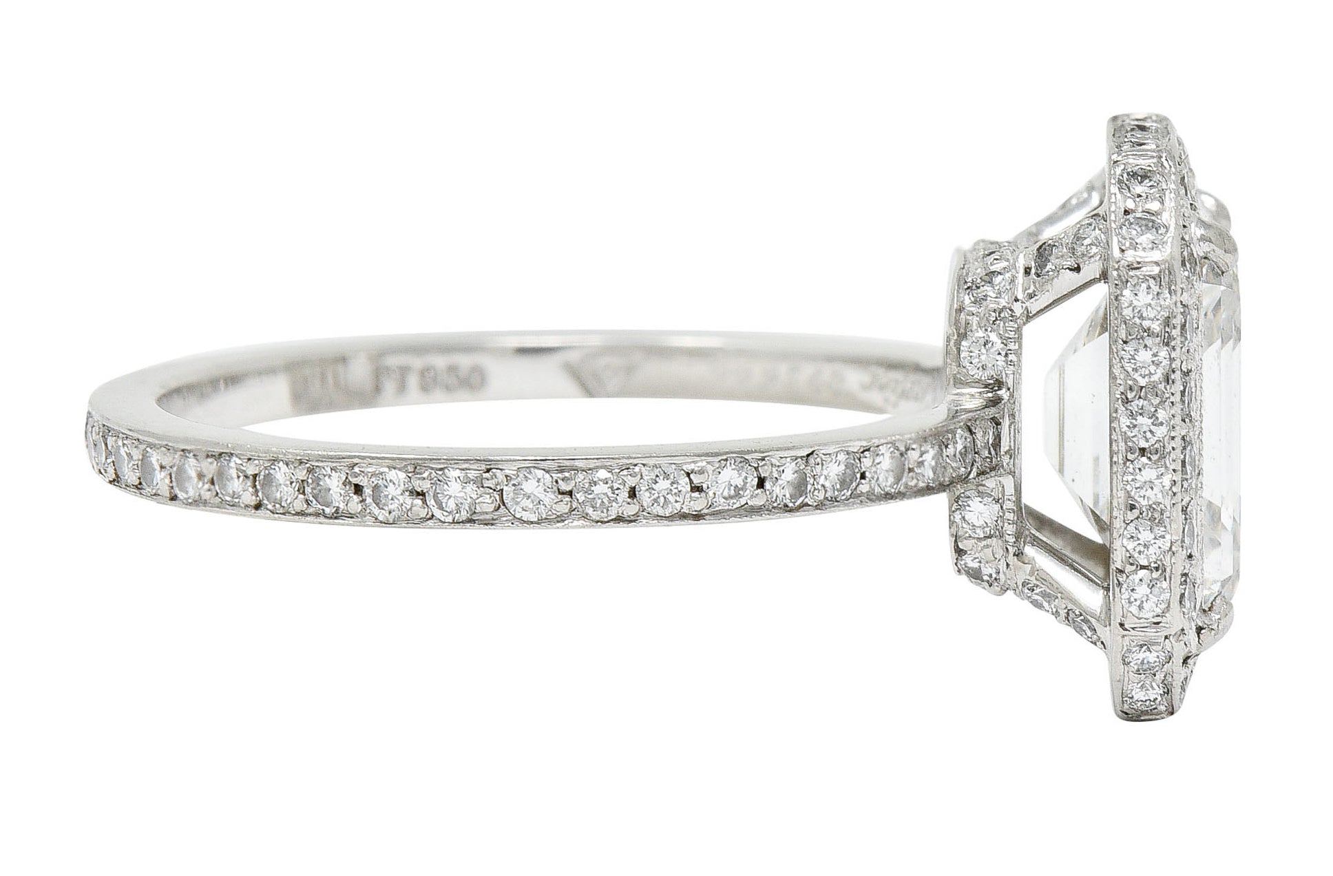 Cartier 3.82 CTW Emerald Cut Diamond Platinum Halo Engagement Ring GIARing - Wilson's Estate Jewelry