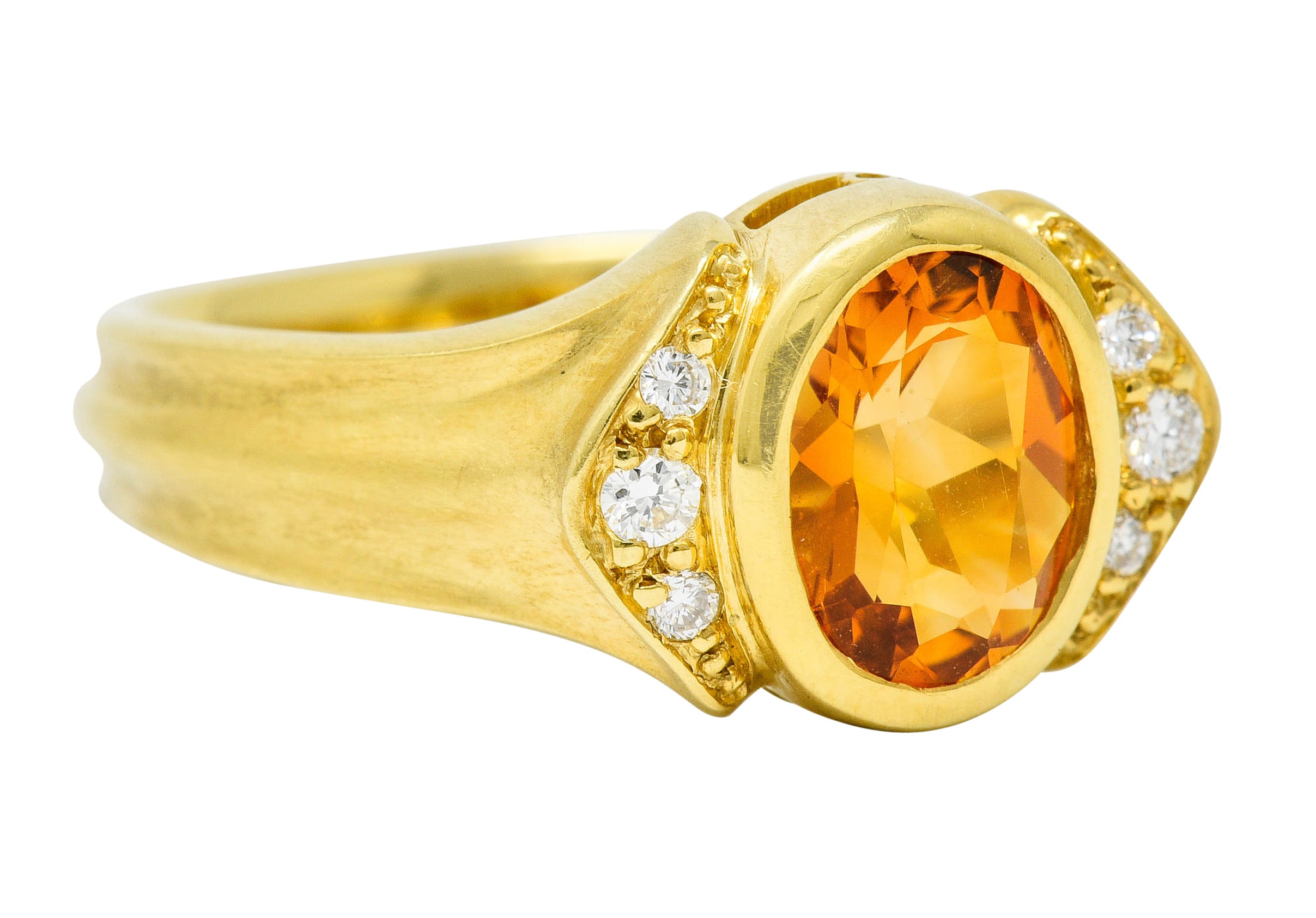 Contemporary Citrine Diamond 18 Karat Gold Gemstone RingRing - Wilson's Estate Jewelry