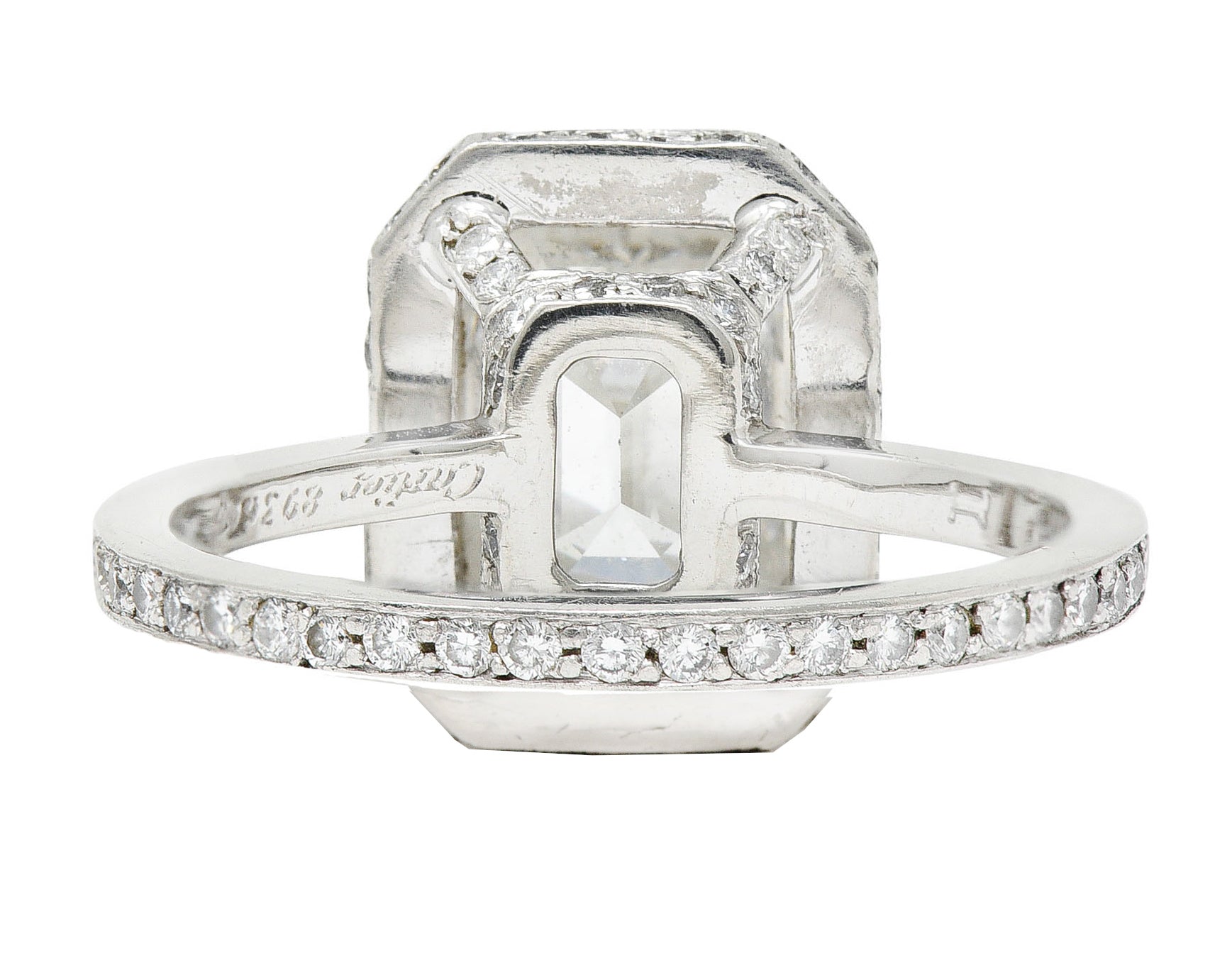 Cartier 3.82 CTW Emerald Cut Diamond Platinum Halo Engagement Ring GIARing - Wilson's Estate Jewelry