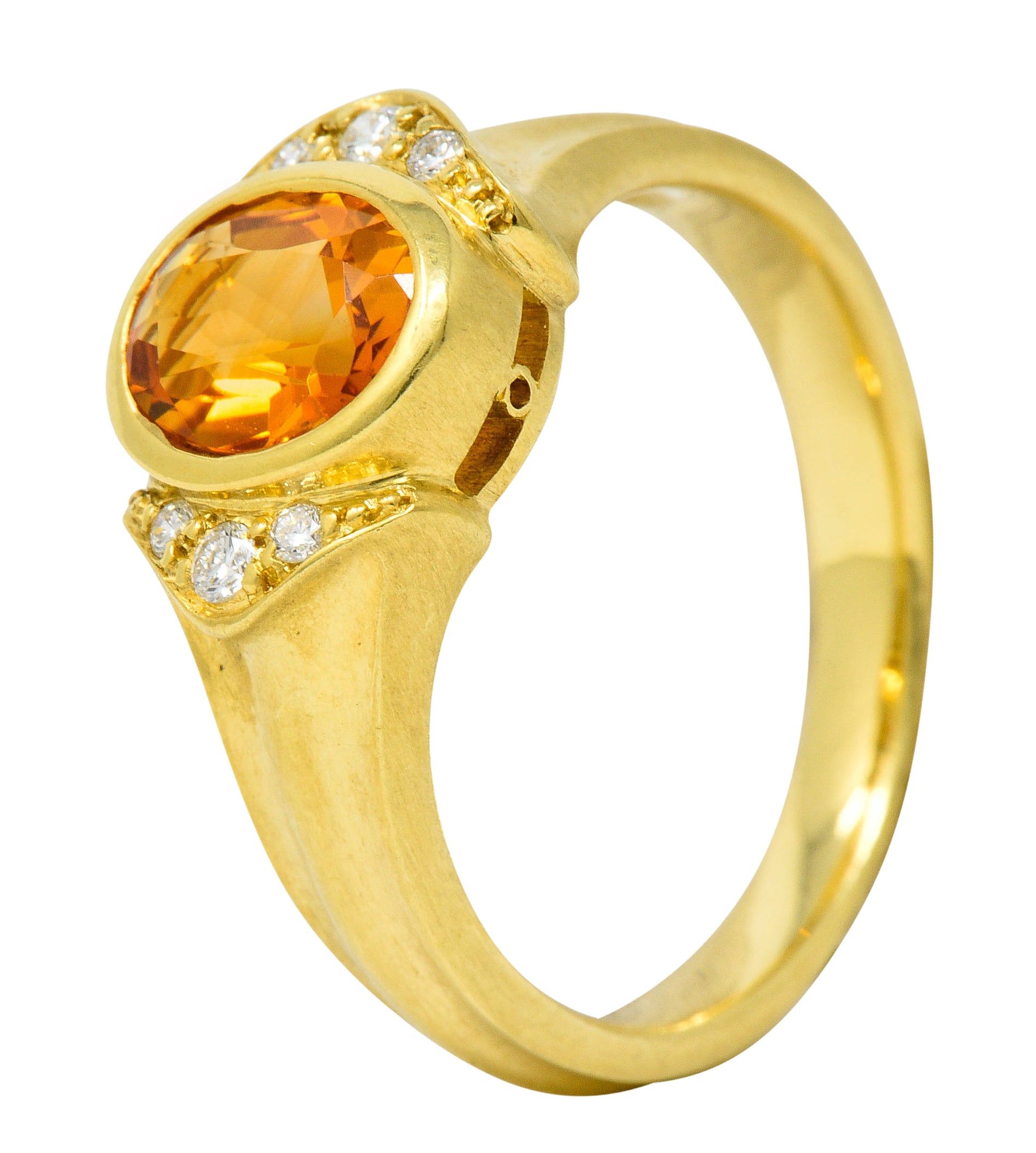 Contemporary Citrine Diamond 18 Karat Gold Gemstone RingRing - Wilson's Estate Jewelry