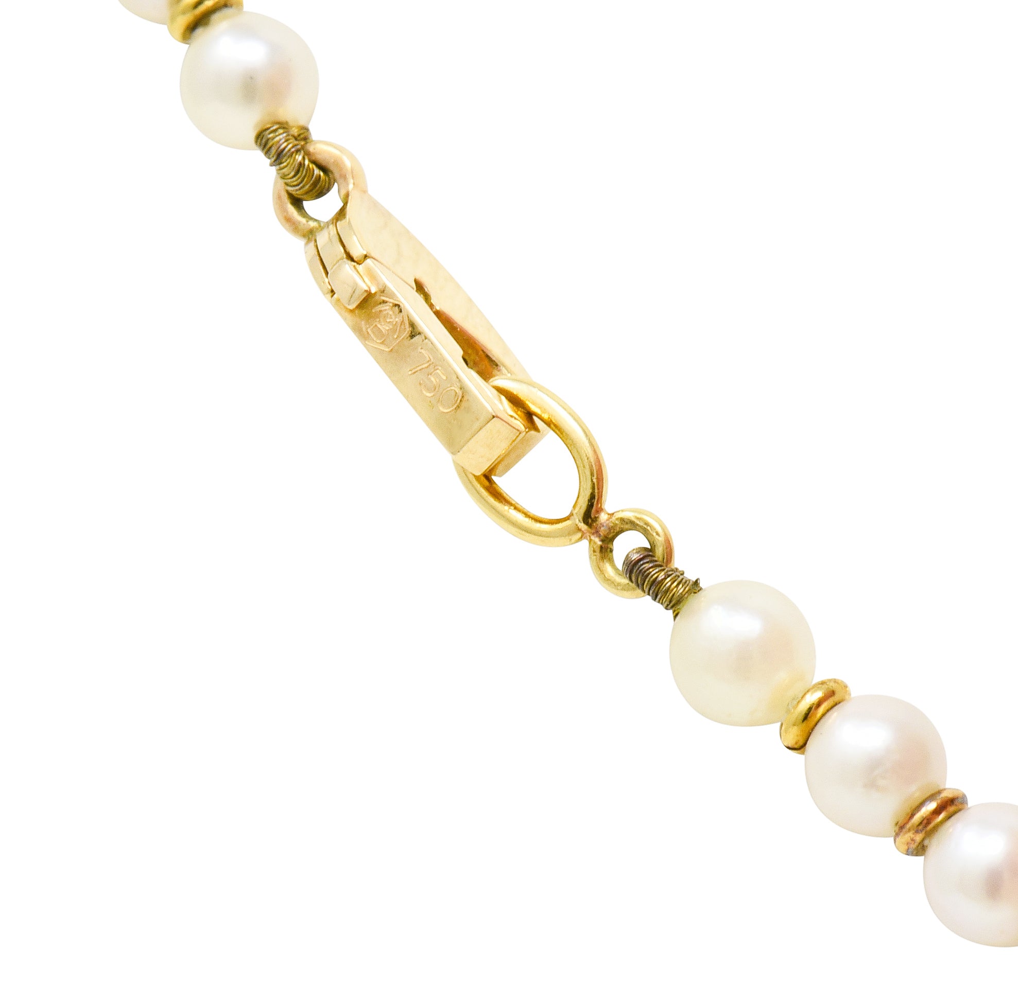 Carrera Y Carrera Diamond Pearl 18 Karat Gold Las Manos Strand Necklace - Wilson's Estate Jewelry