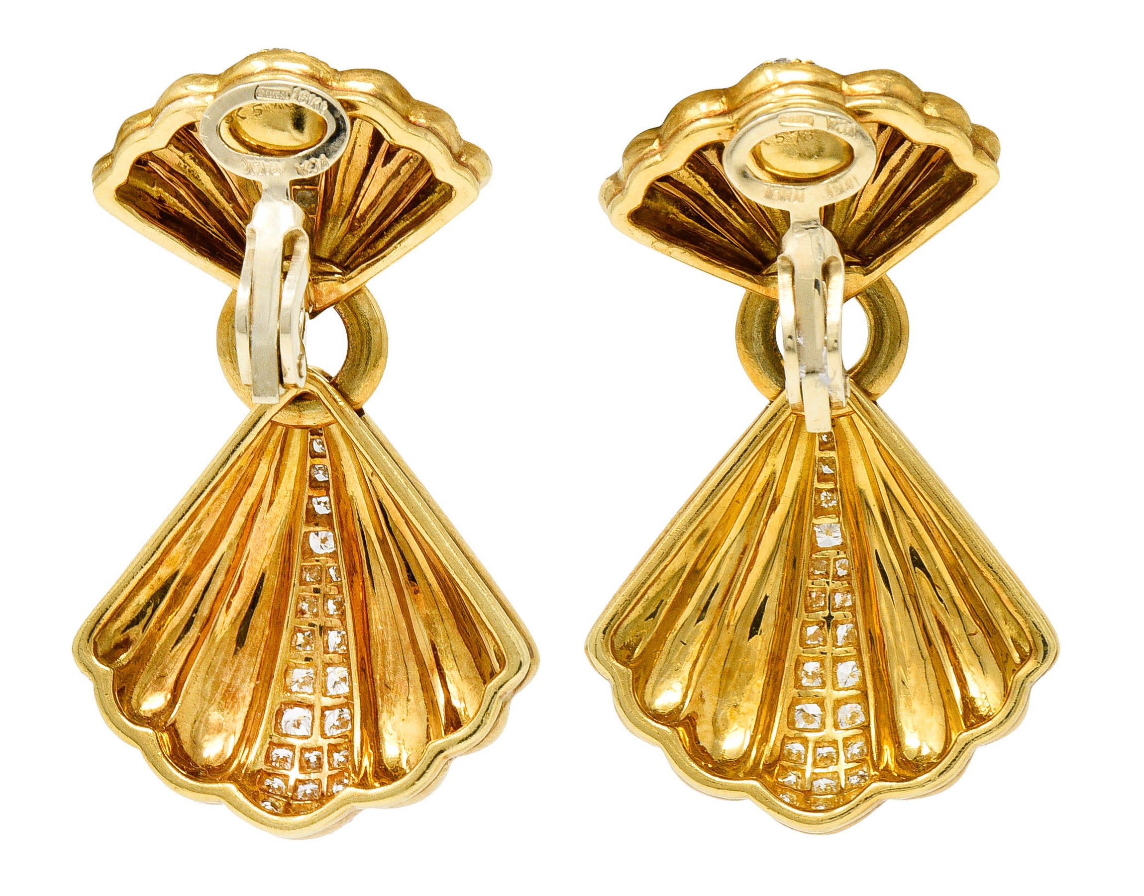 Van Cleef & Arpels 1.50 CTW Diamond 18 Karat Gold Vintage Drop Ear-Clip EarringsEarrings - Wilson's Estate Jewelry