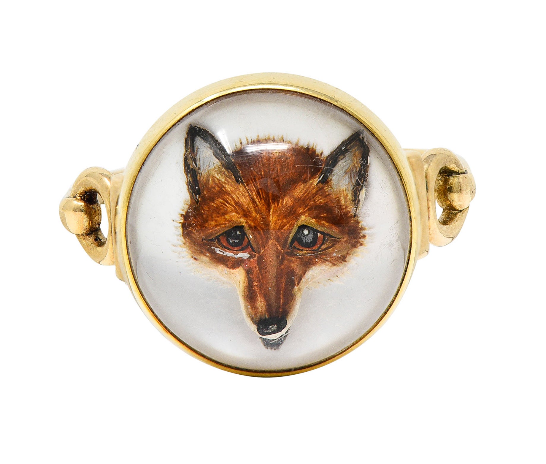 Antique Cartier Rock Crystal Quartz 14 Karat Gold Fox Essex Crystal RingRing - Wilson's Estate Jewelry