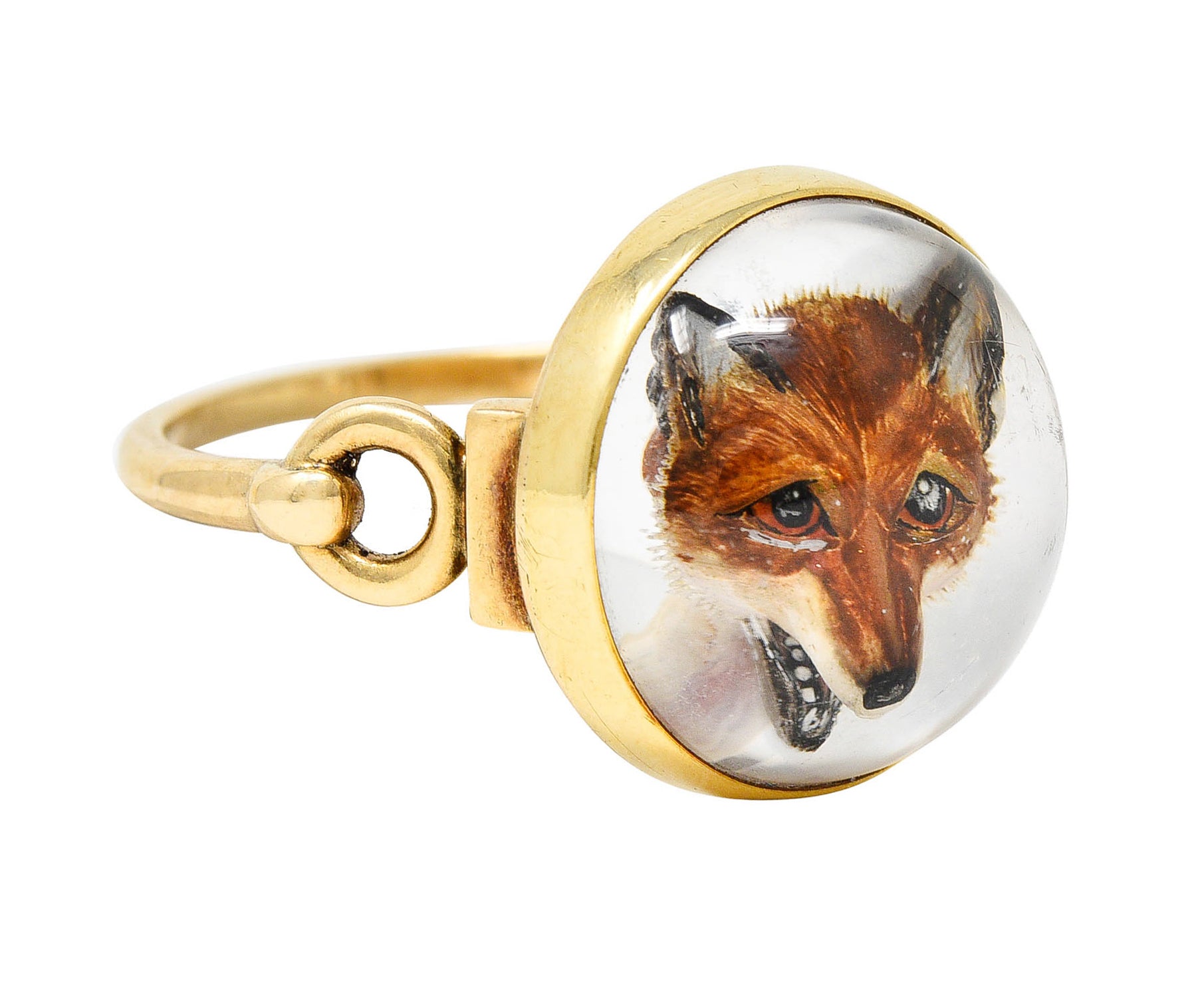 Antique Cartier Rock Crystal Quartz 14 Karat Gold Fox Essex Crystal RingRing - Wilson's Estate Jewelry