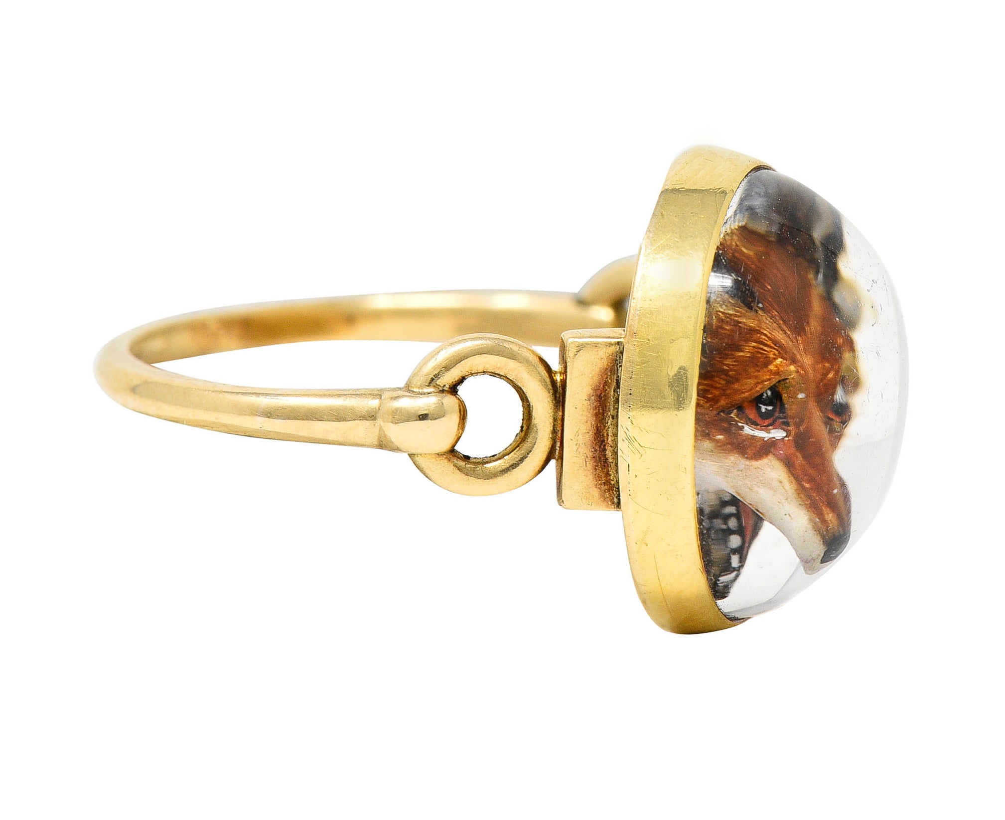 Antique Cartier Rock Crystal Quartz 14 Karat Gold Fox Essex Crystal RingRing - Wilson's Estate Jewelry