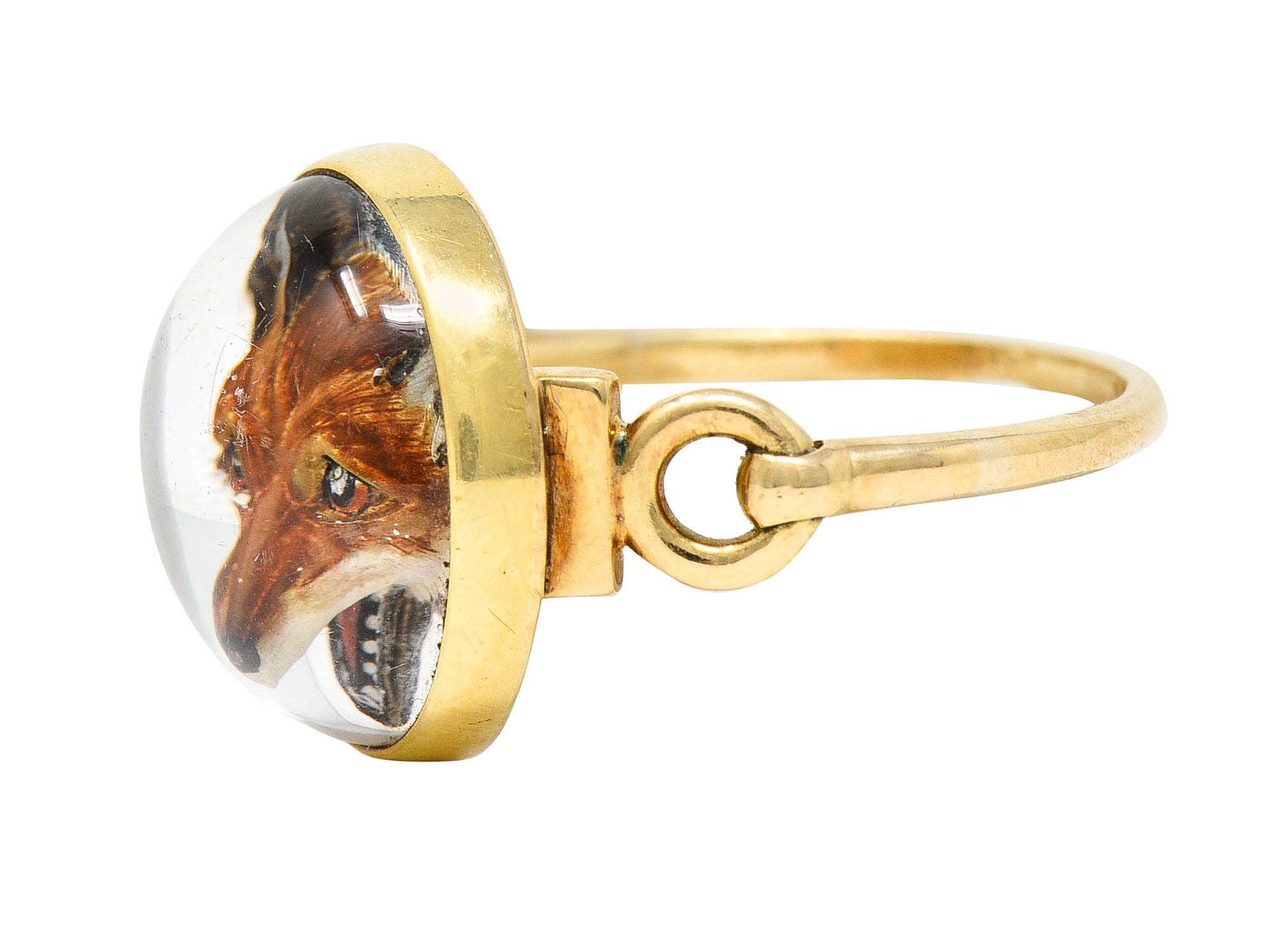 Antique Cartier Rock Crystal Quartz 14 Karat Gold Fox Essex Crystal RingRing - Wilson's Estate Jewelry