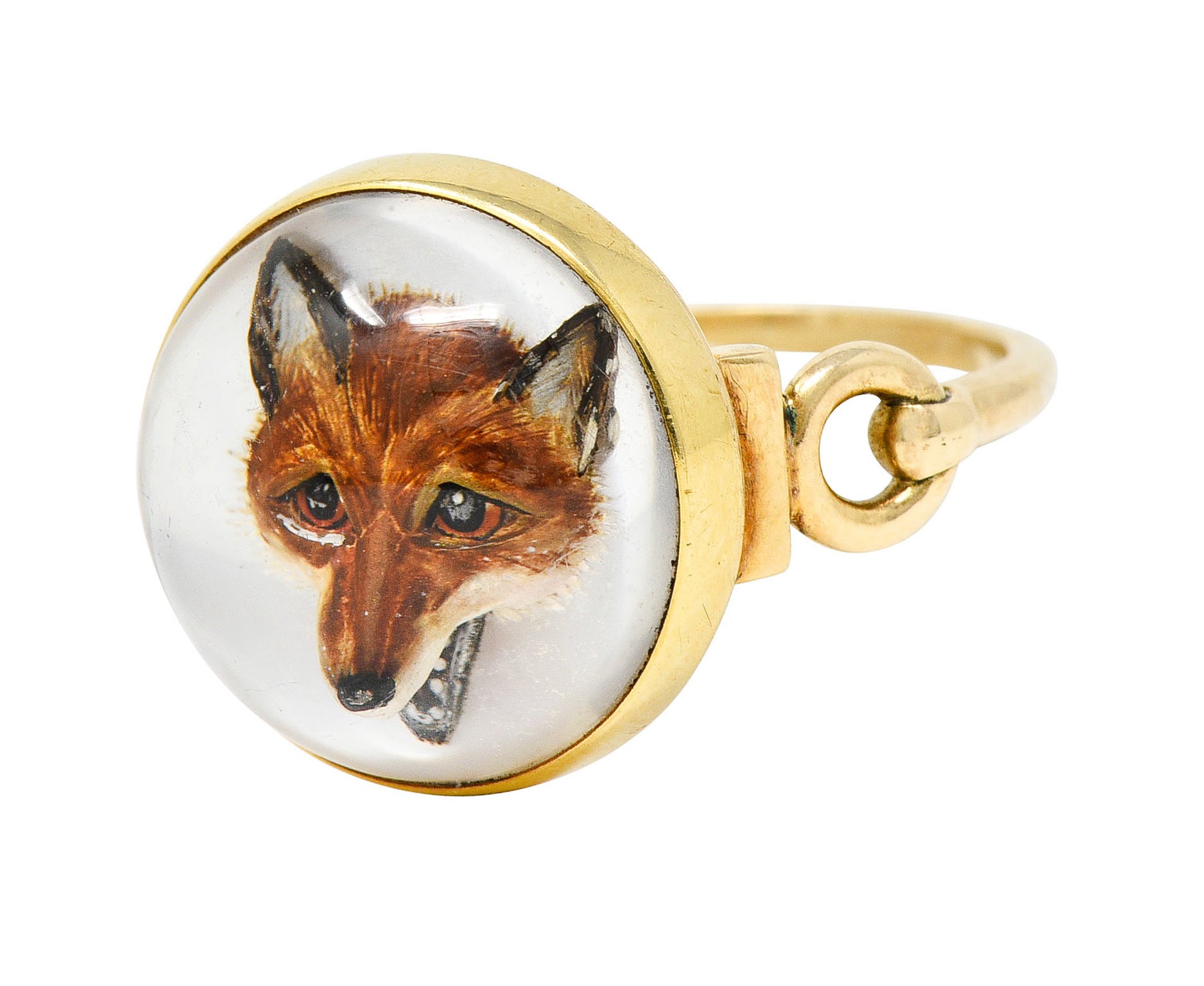 Antique Cartier Rock Crystal Quartz 14 Karat Gold Fox Essex Crystal RingRing - Wilson's Estate Jewelry