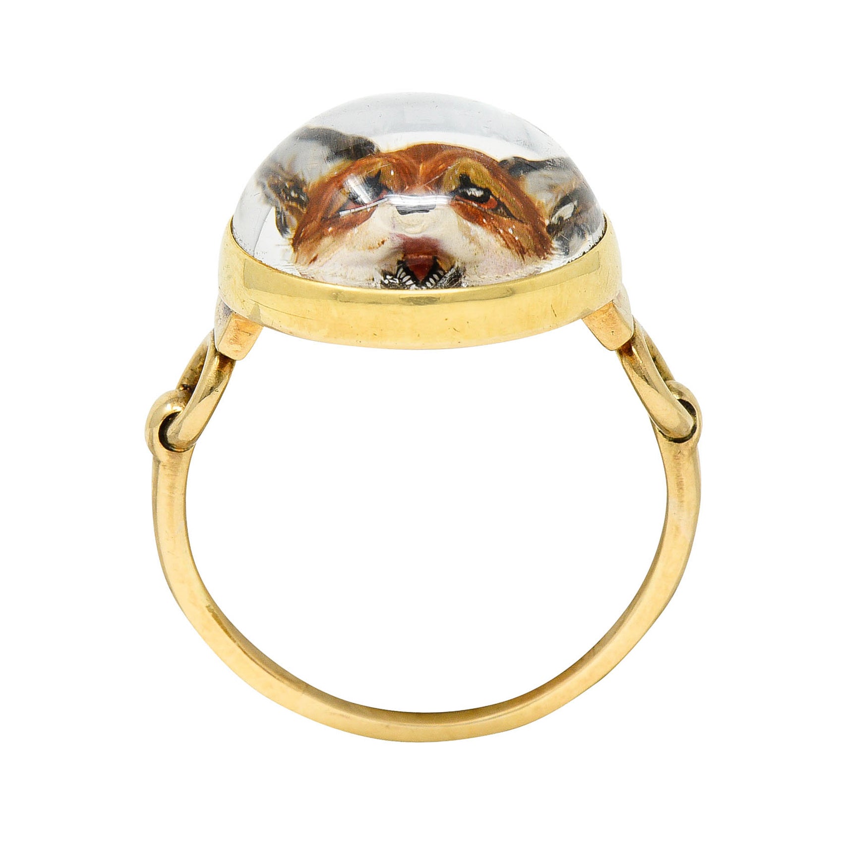 Antique Cartier Rock Crystal Quartz 14 Karat Gold Fox Essex Crystal RingRing - Wilson's Estate Jewelry