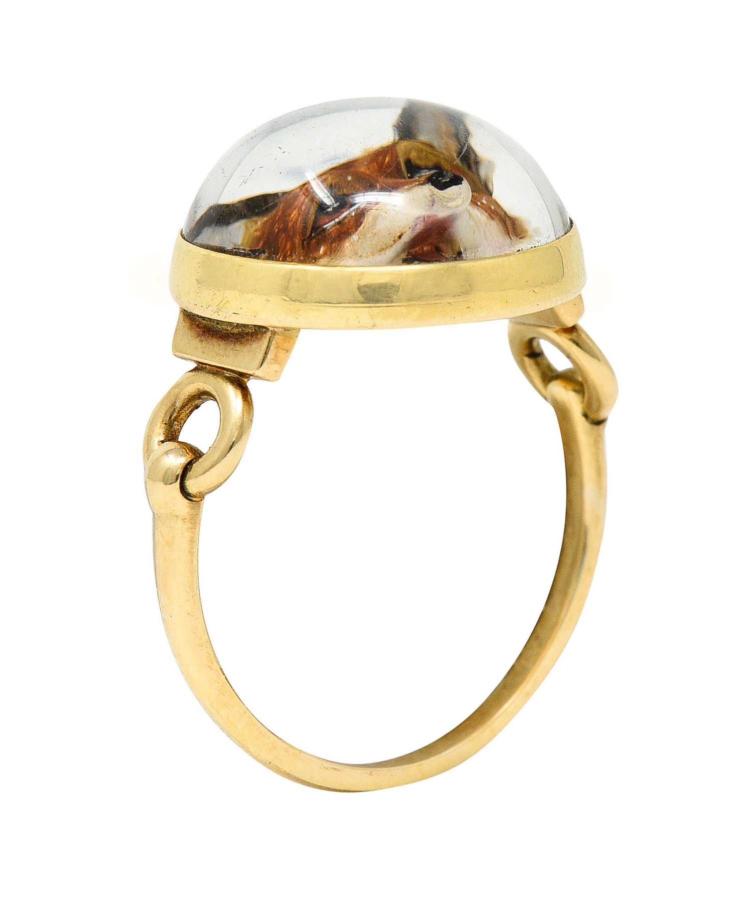 Antique Cartier Rock Crystal Quartz 14 Karat Gold Fox Essex Crystal RingRing - Wilson's Estate Jewelry