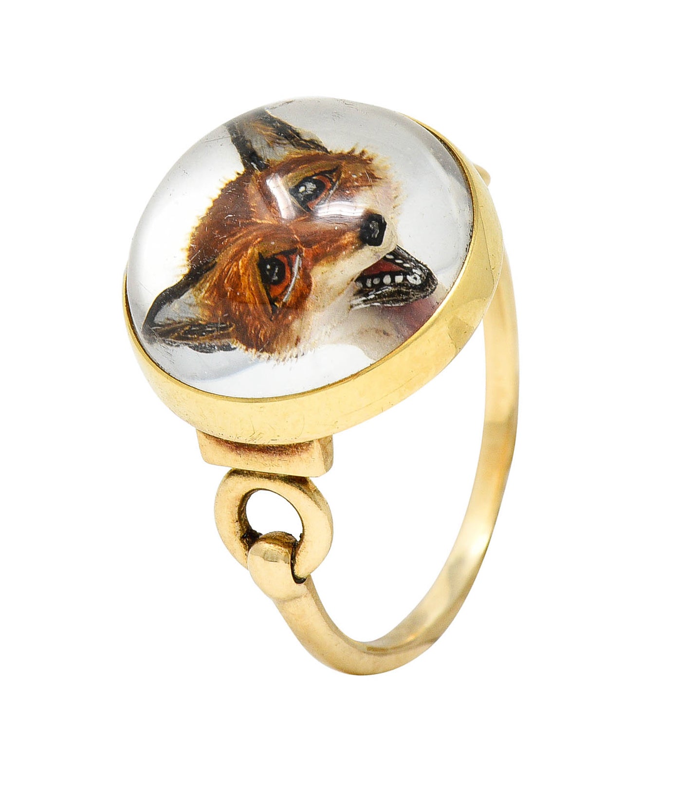 Antique Cartier Rock Crystal Quartz 14 Karat Gold Fox Essex Crystal RingRing - Wilson's Estate Jewelry