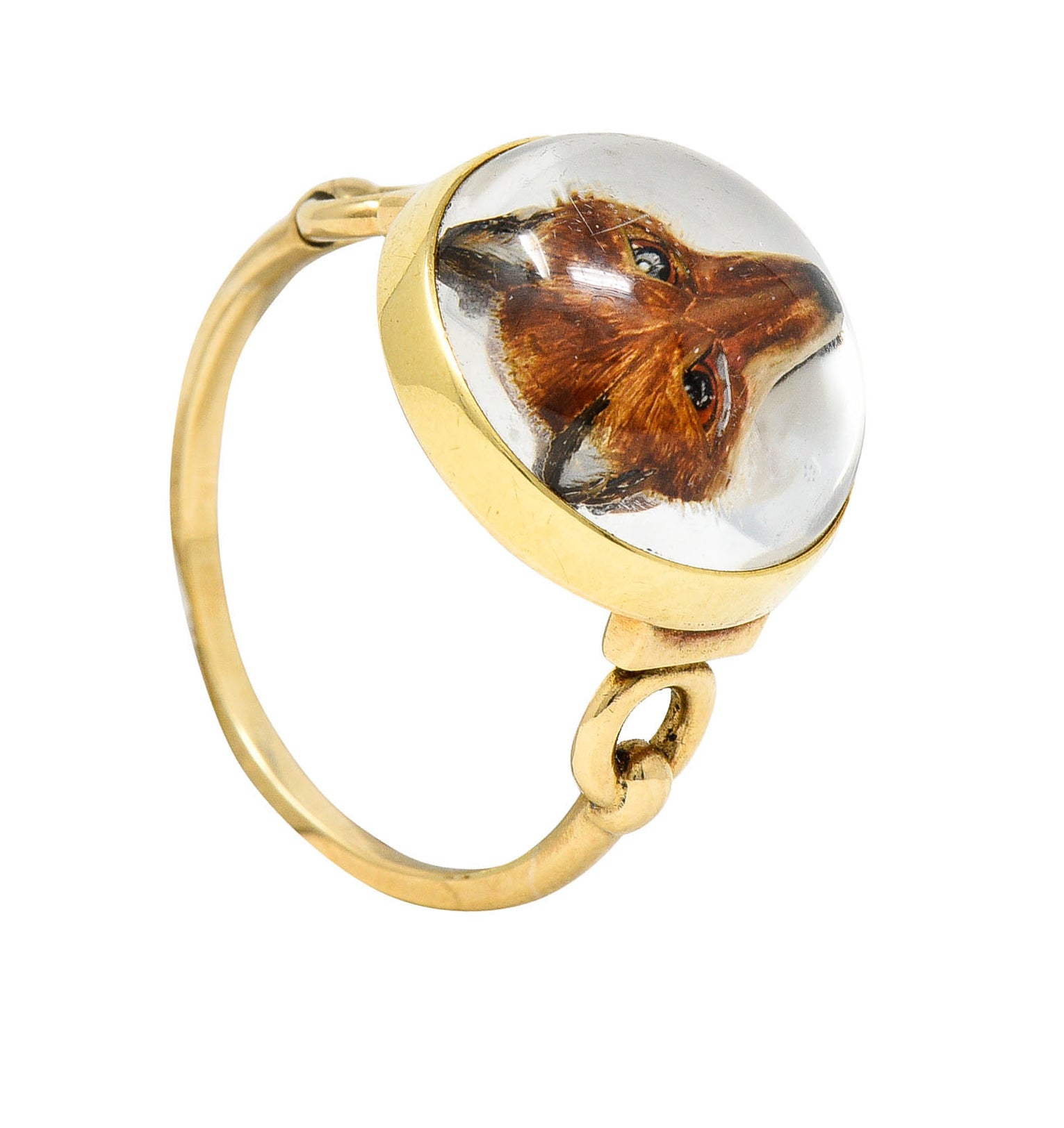 Antique Cartier Rock Crystal Quartz 14 Karat Gold Fox Essex Crystal RingRing - Wilson's Estate Jewelry