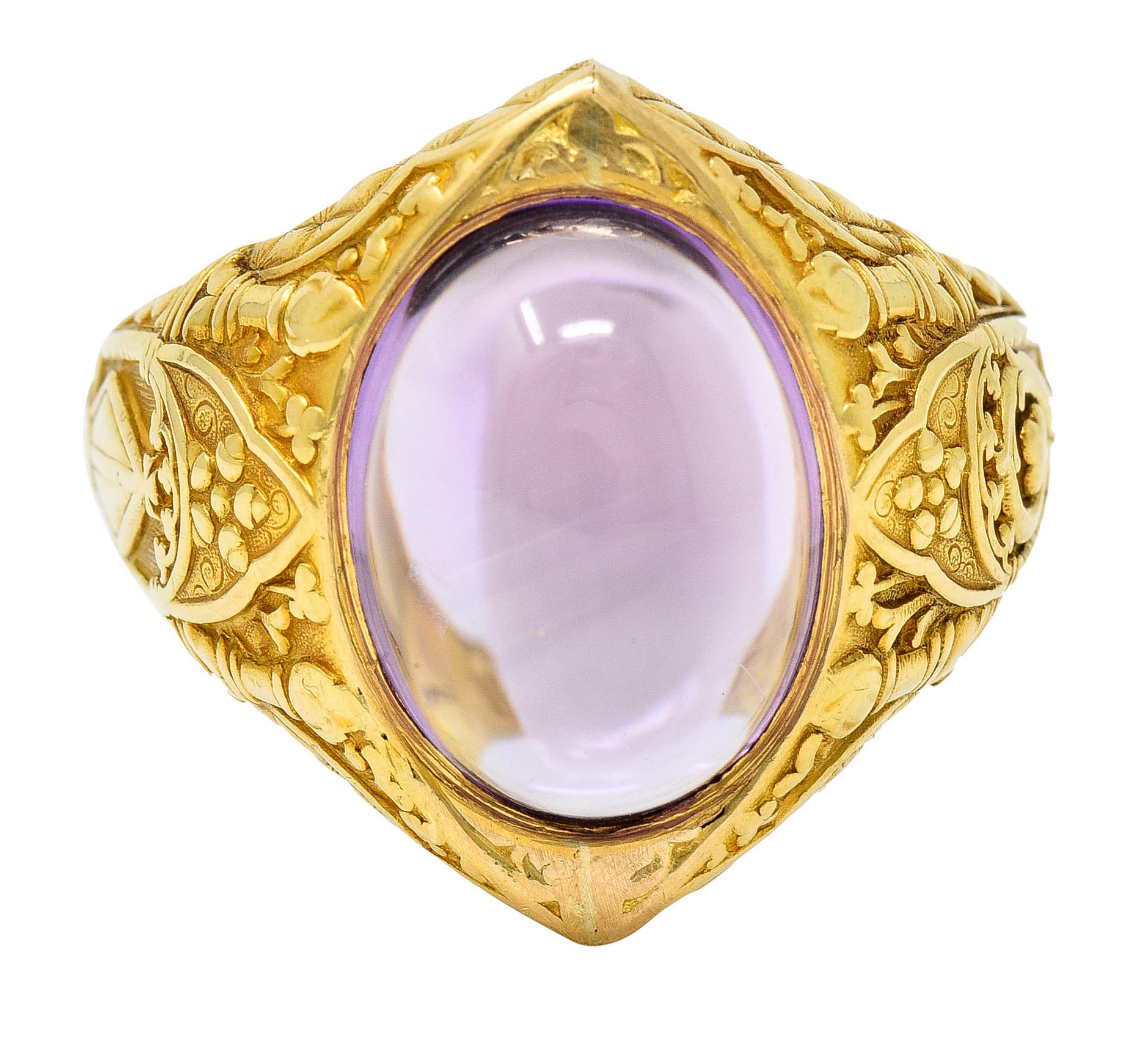 Antique Tiffany & Co. Amethyst Cabochon 18 Karat Gold Bishop Ecclesiastical Men’s RingRing - Wilson's Estate Jewelry