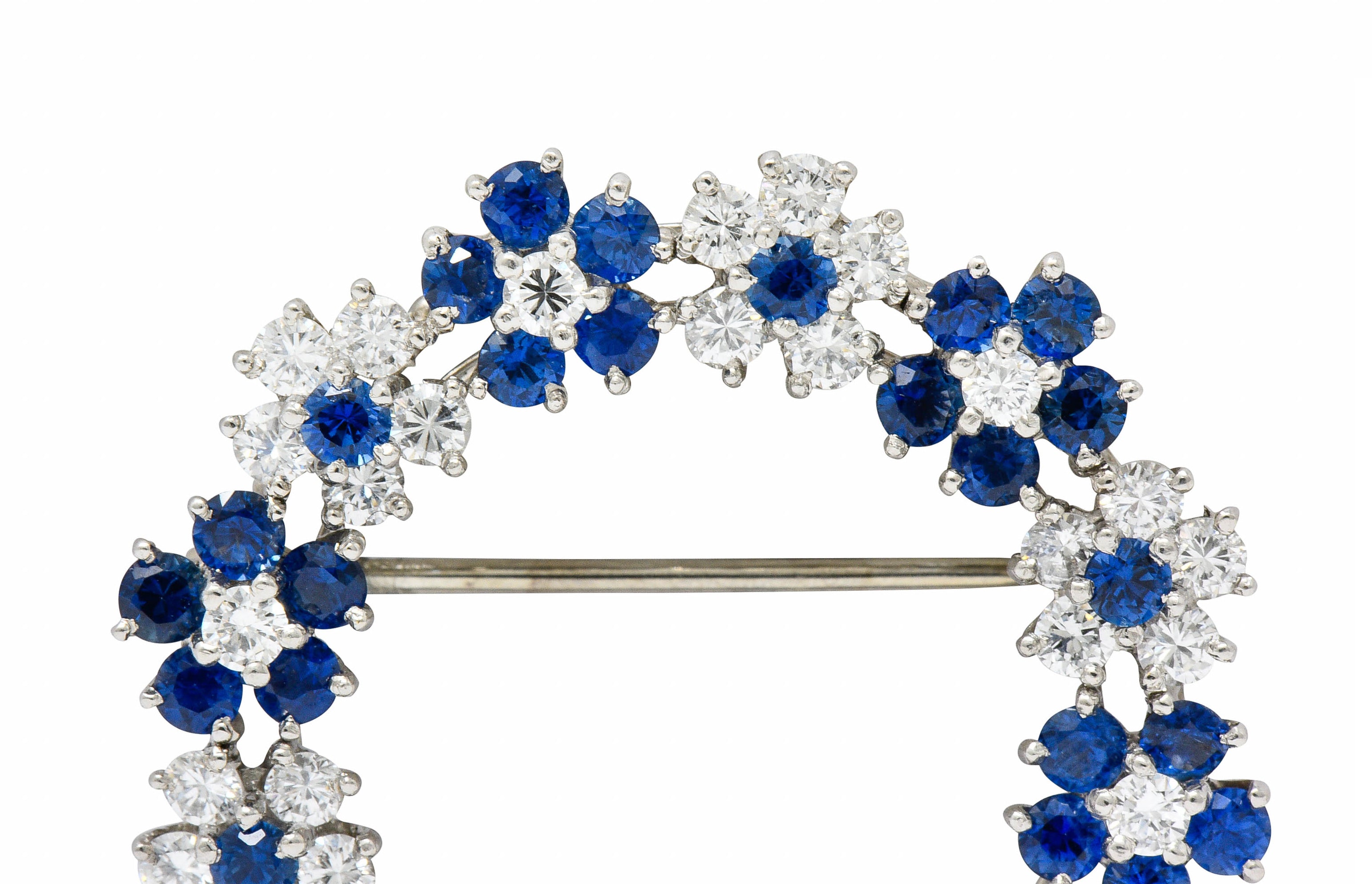 Oscar Heyman Bros. Vintage 5.40 CTW Sapphire Diamond Platinum Floral BroochBrooch - Wilson's Estate Jewelry