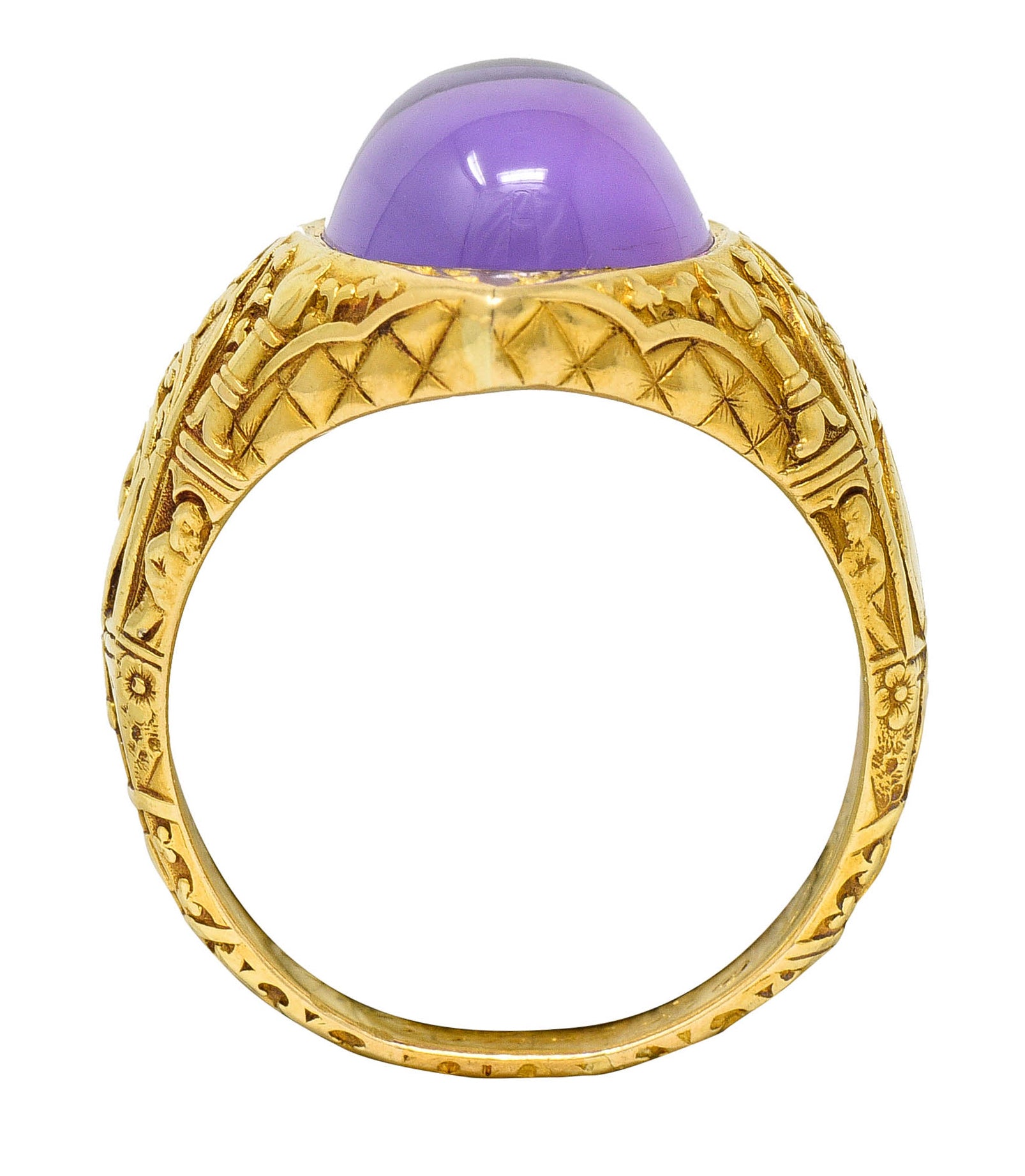 Antique Tiffany & Co. Amethyst Cabochon 18 Karat Gold Bishop Ecclesiastical Men’s RingRing - Wilson's Estate Jewelry