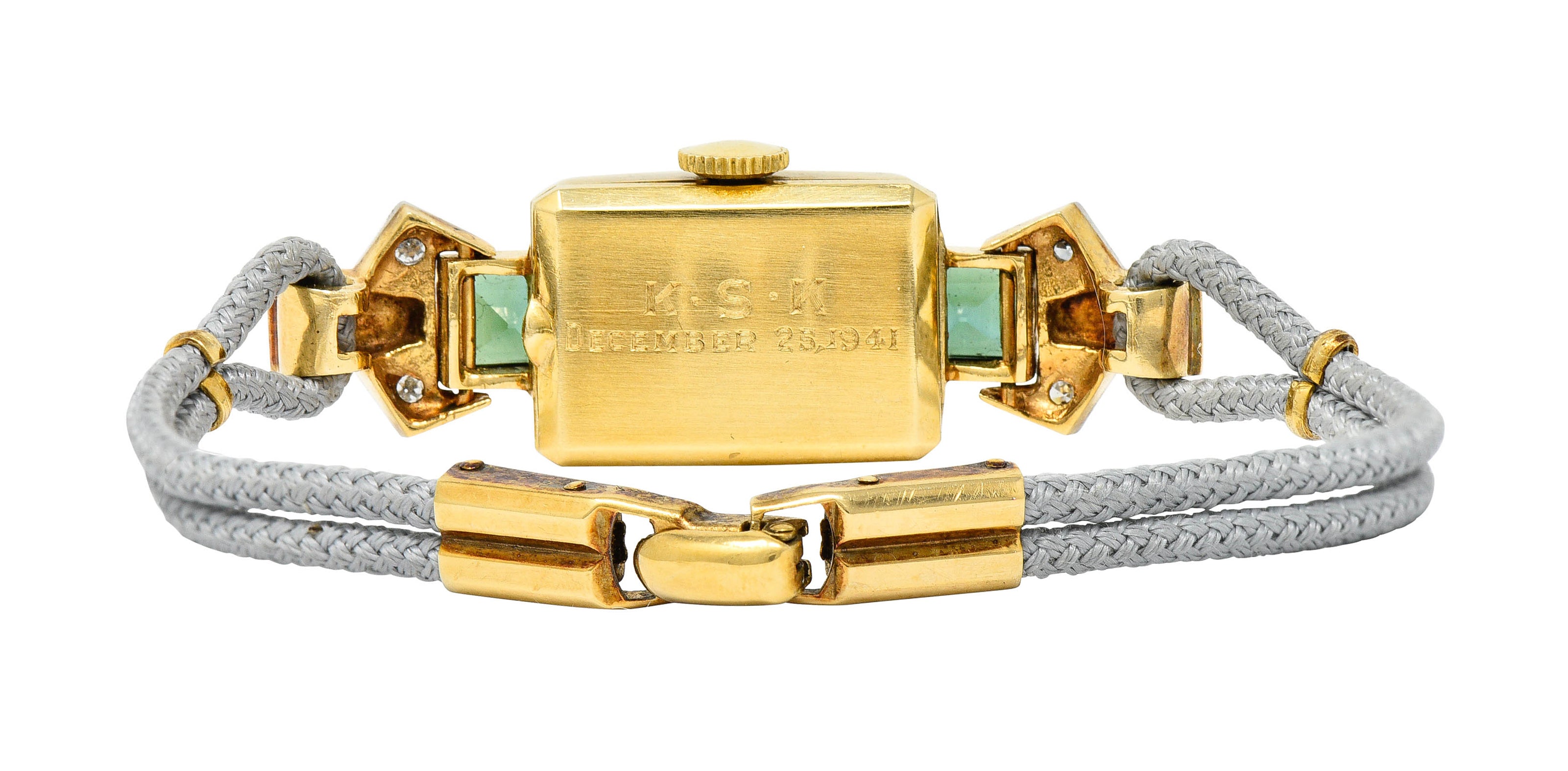 1941 Tiffany & Co. Green Tourmaline Diamond Platinum-Topped 14 Karat Gold Watch Braceletbracelet - Wilson's Estate Jewelry