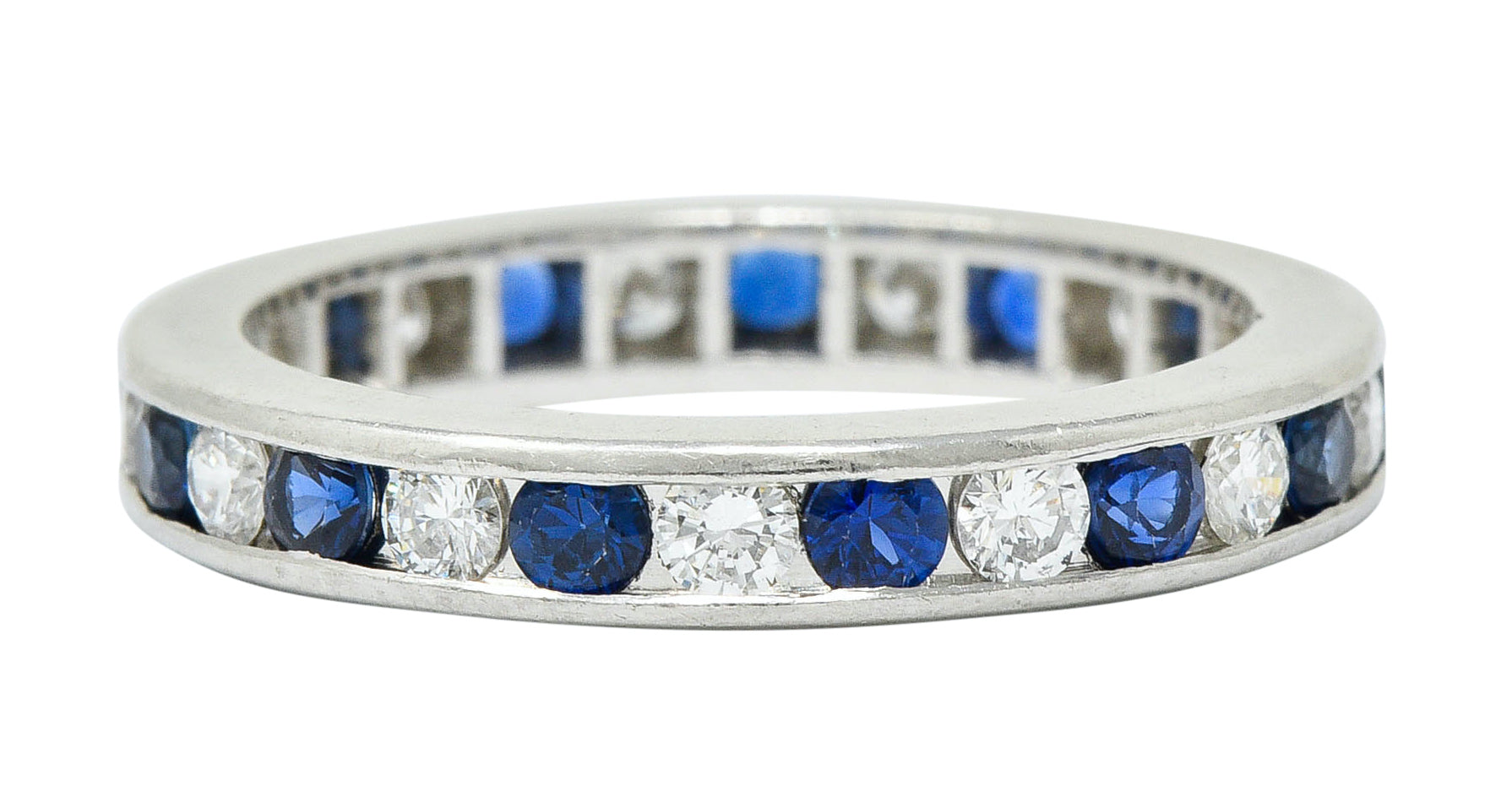 Classic Sapphire Diamond Platinum Eternity Band Stack RingRing - Wilson's Estate Jewelry