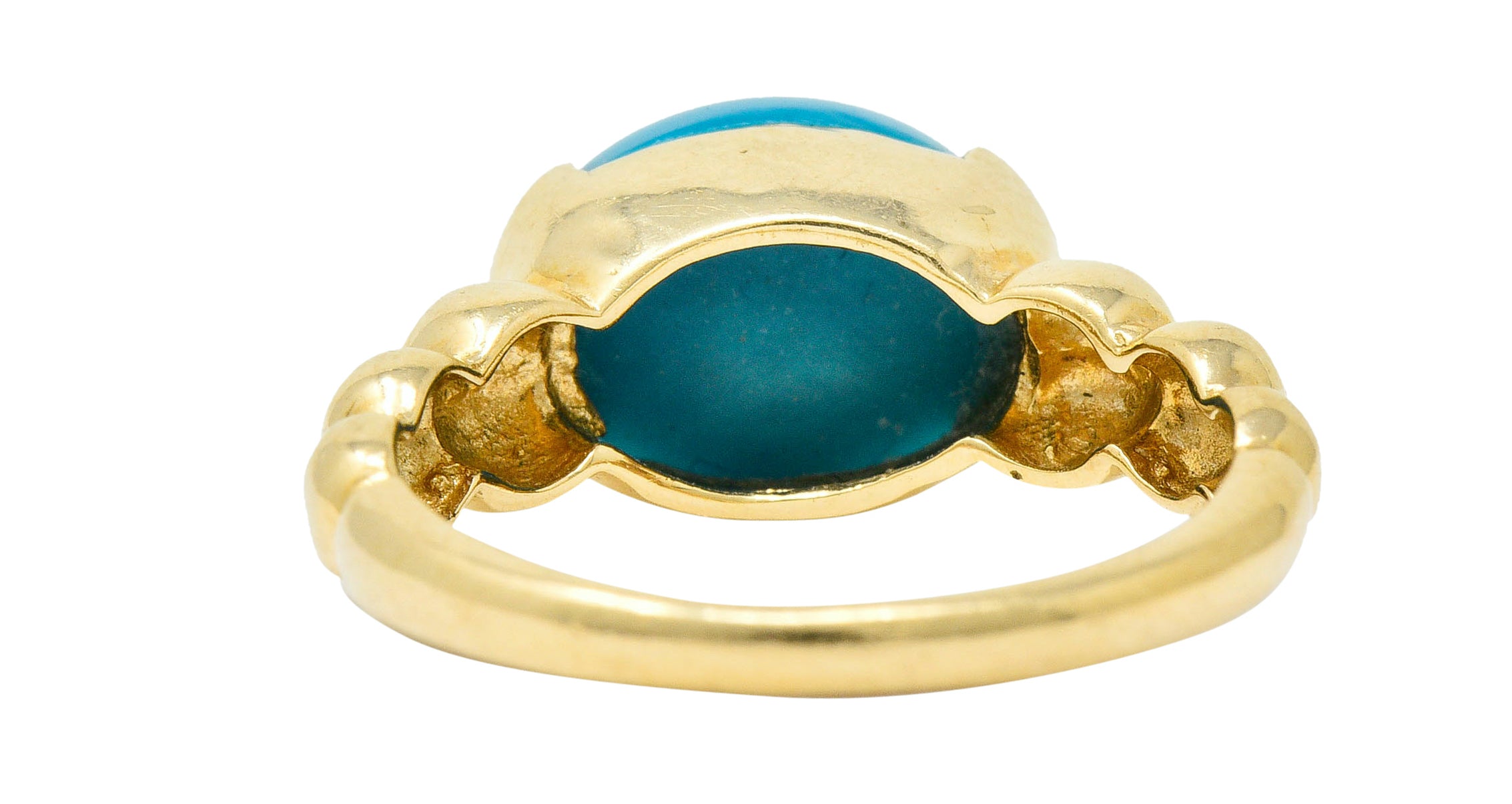 Contemporary Turquoise Cabochon 14 Karat Gold Stacking RingRing - Wilson's Estate Jewelry