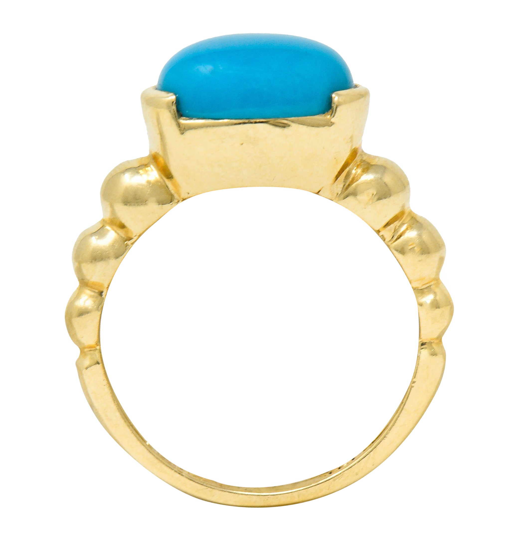 Contemporary Turquoise Cabochon 14 Karat Gold Stacking RingRing - Wilson's Estate Jewelry