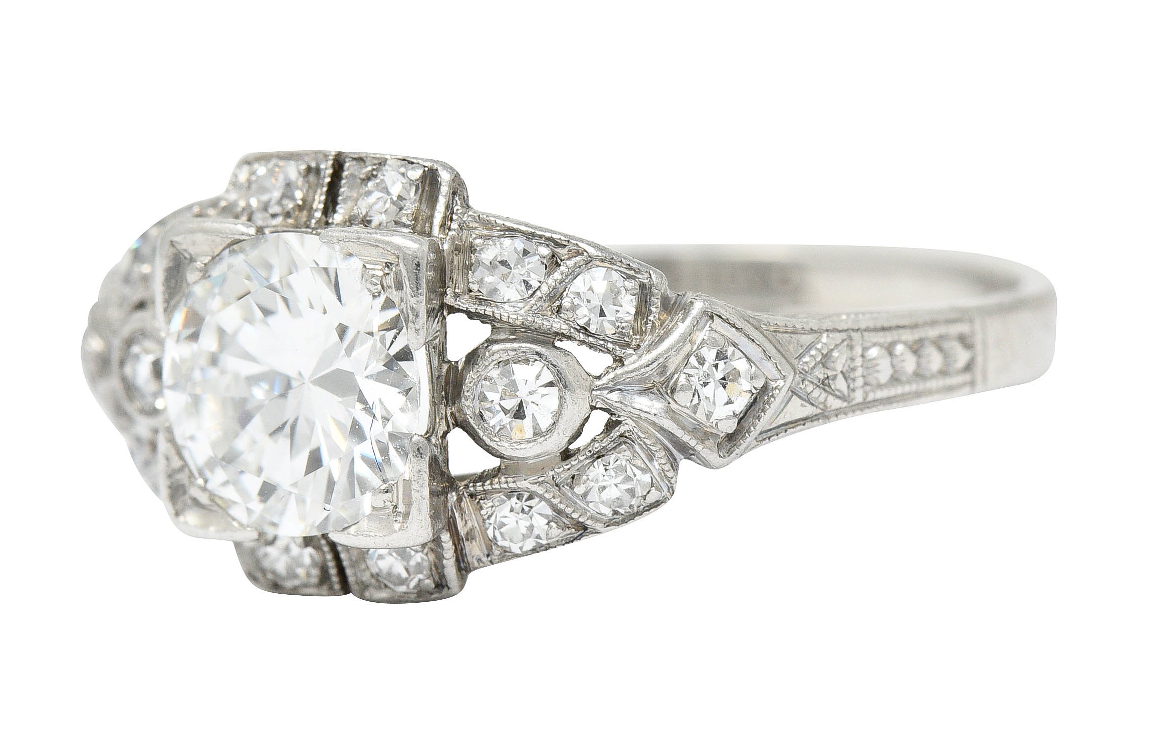 1930's Art Deco 1.20 CTW Diamond Platinum Geometric Band RingRing - Wilson's Estate Jewelry