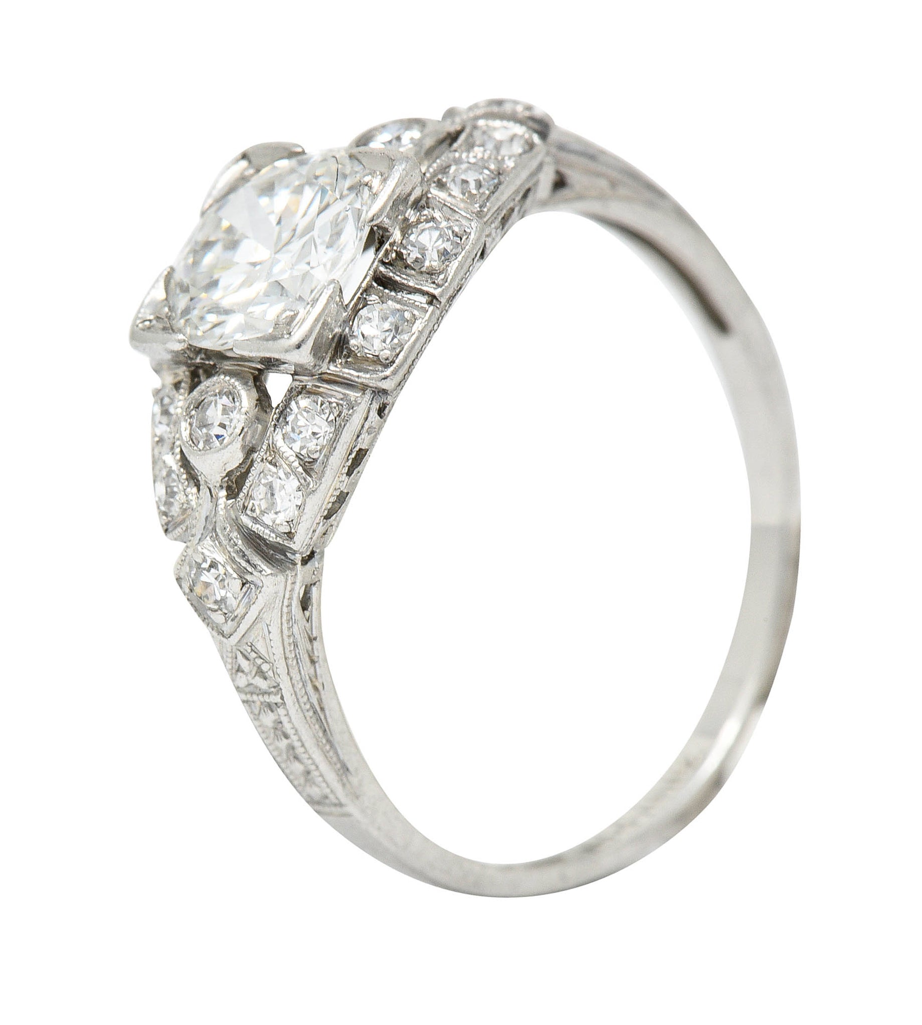 1930's Art Deco 1.20 CTW Diamond Platinum Geometric Band RingRing - Wilson's Estate Jewelry