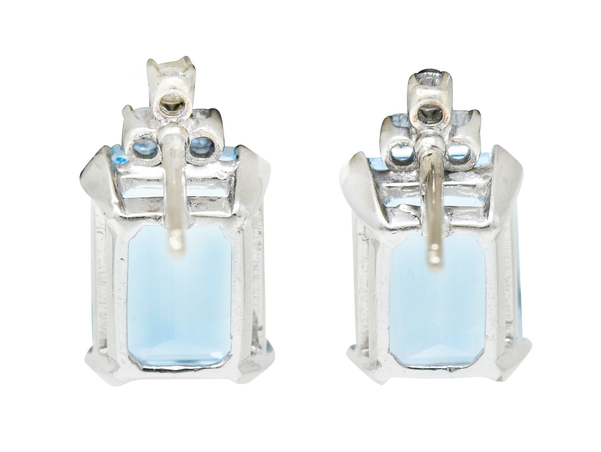 Vintage 9.20 CTW Aquamarine Diamond 14 Karat White Gold Stud EarringsEarrings - Wilson's Estate Jewelry