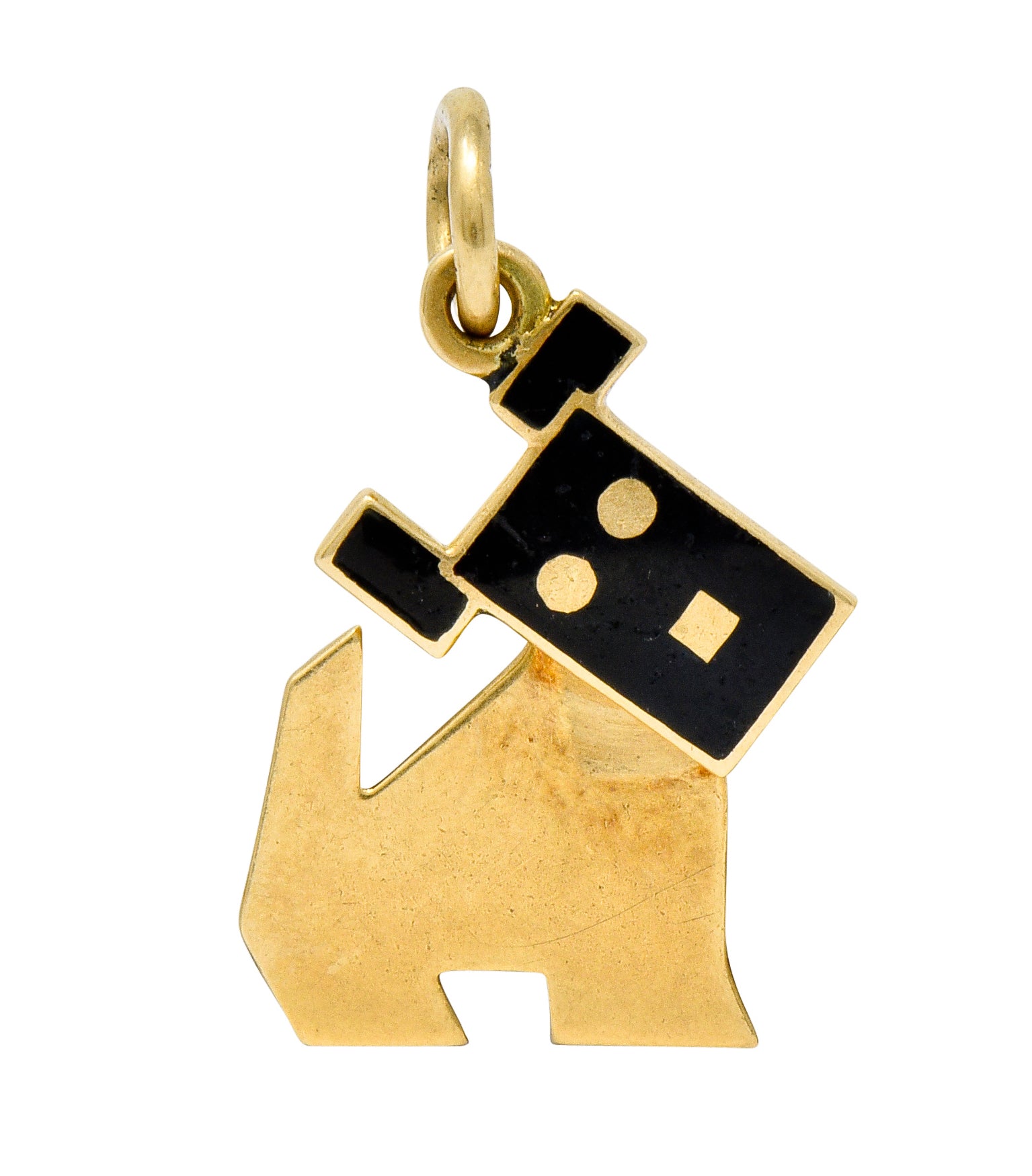 Art Nouveau Enamel 14 Karat Gold Articulated Dog Charm - Wilson's Estate Jewelry