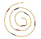Vintage Italian Enamel 14 Karat Gold Station Chain Link NecklaceNecklace - Wilson's Estate Jewelry