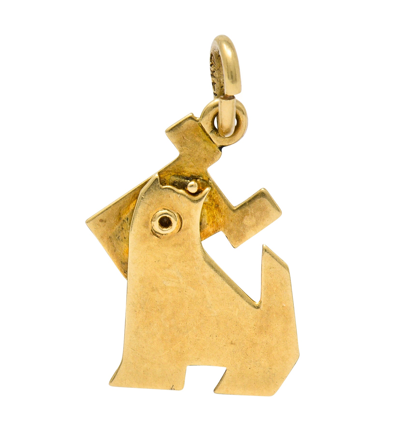 Art Nouveau Enamel 14 Karat Gold Articulated Dog Charm - Wilson's Estate Jewelry