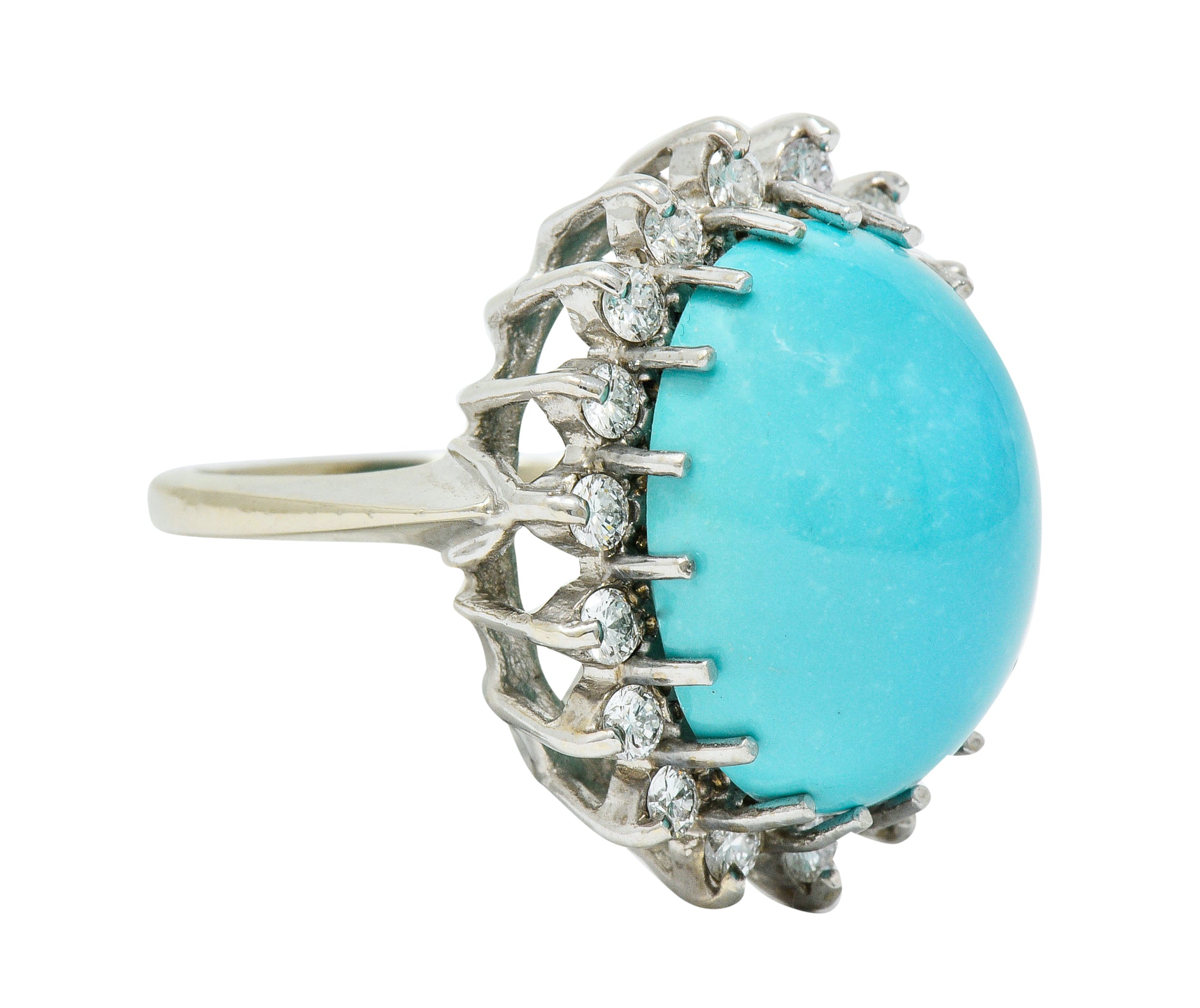 Modern Turquoise Diamond 14 Karat White Gold Cluster RingRing - Wilson's Estate Jewelry