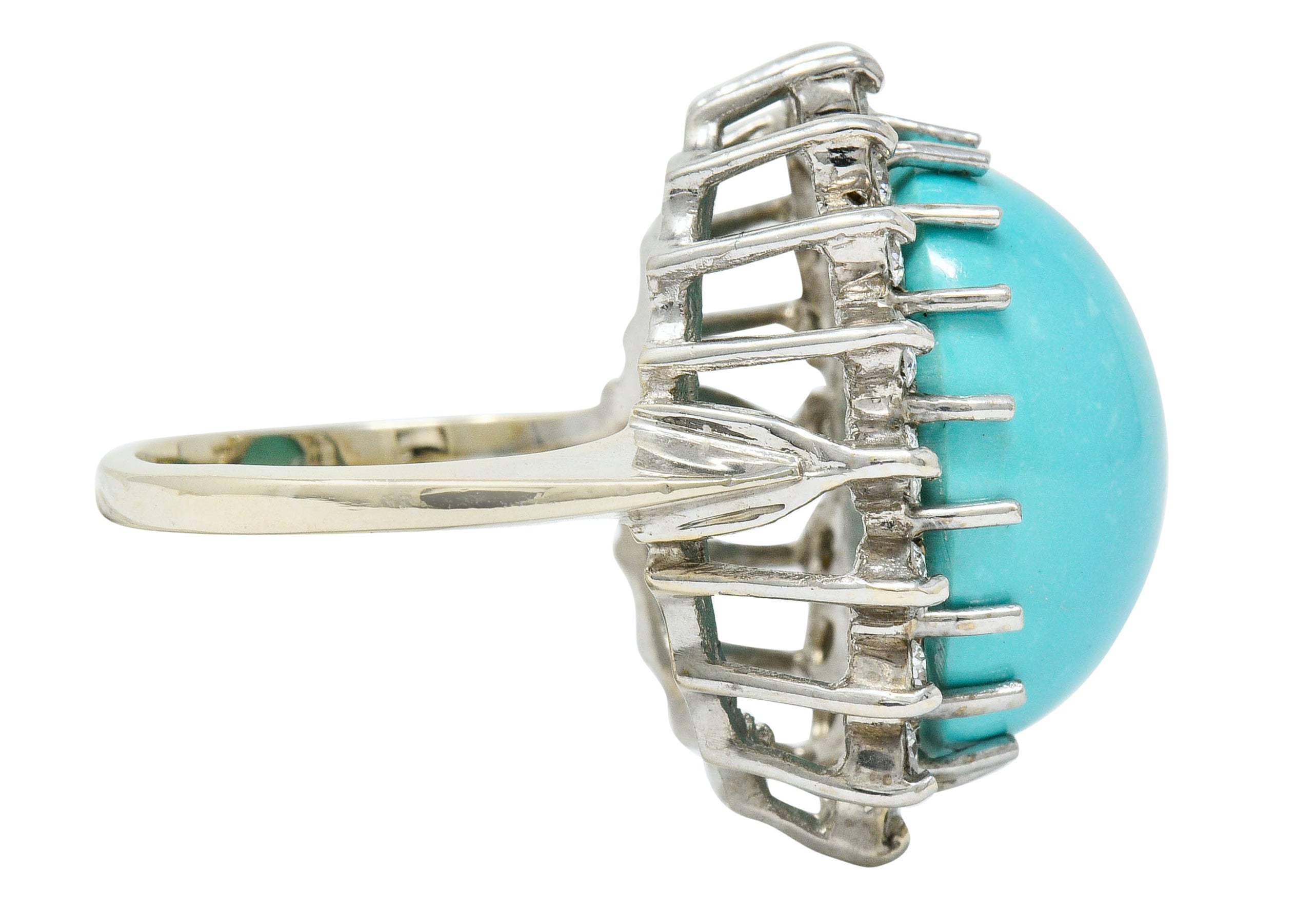 Modern Turquoise Diamond 14 Karat White Gold Cluster RingRing - Wilson's Estate Jewelry