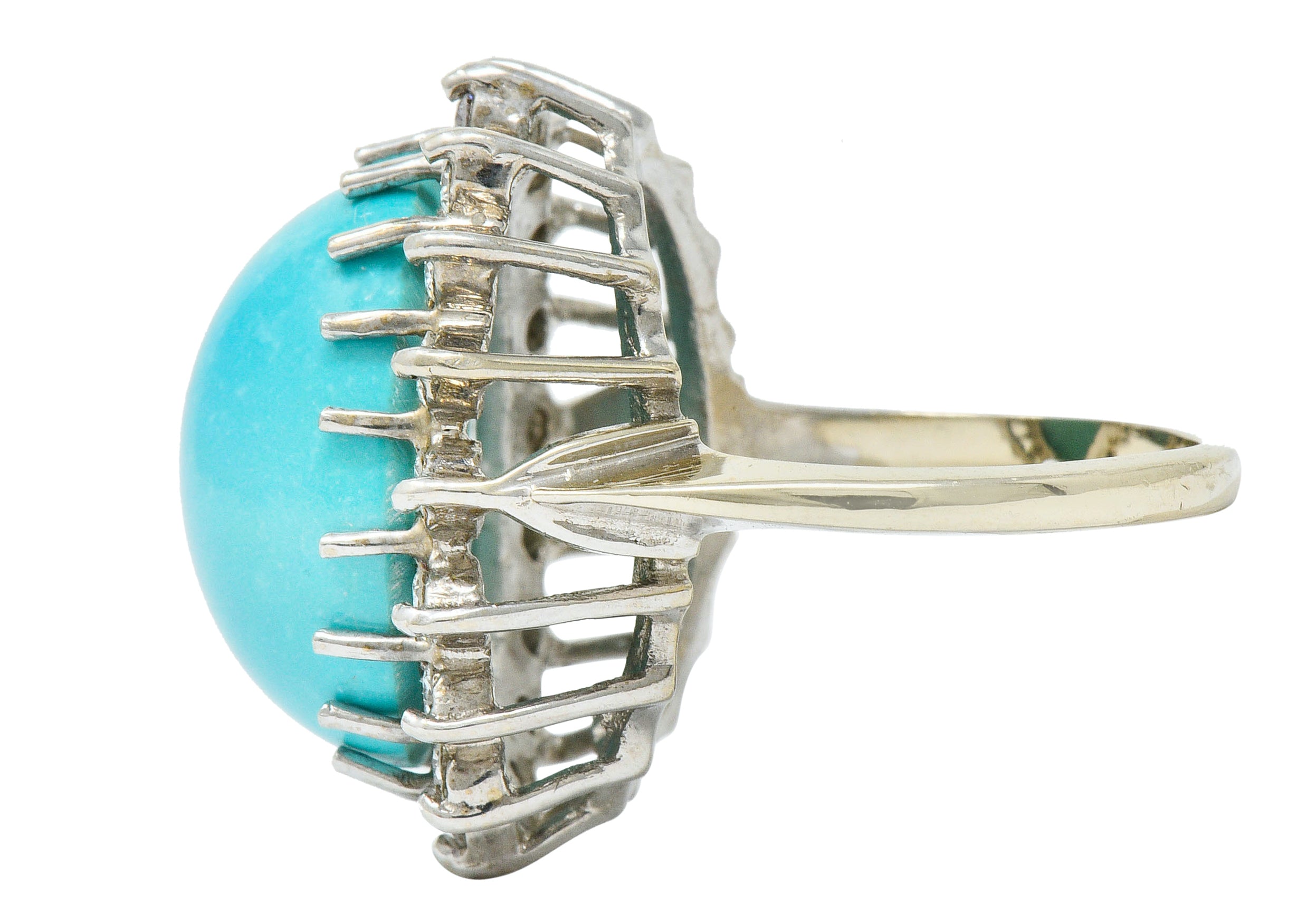 Modern Turquoise Diamond 14 Karat White Gold Cluster RingRing - Wilson's Estate Jewelry